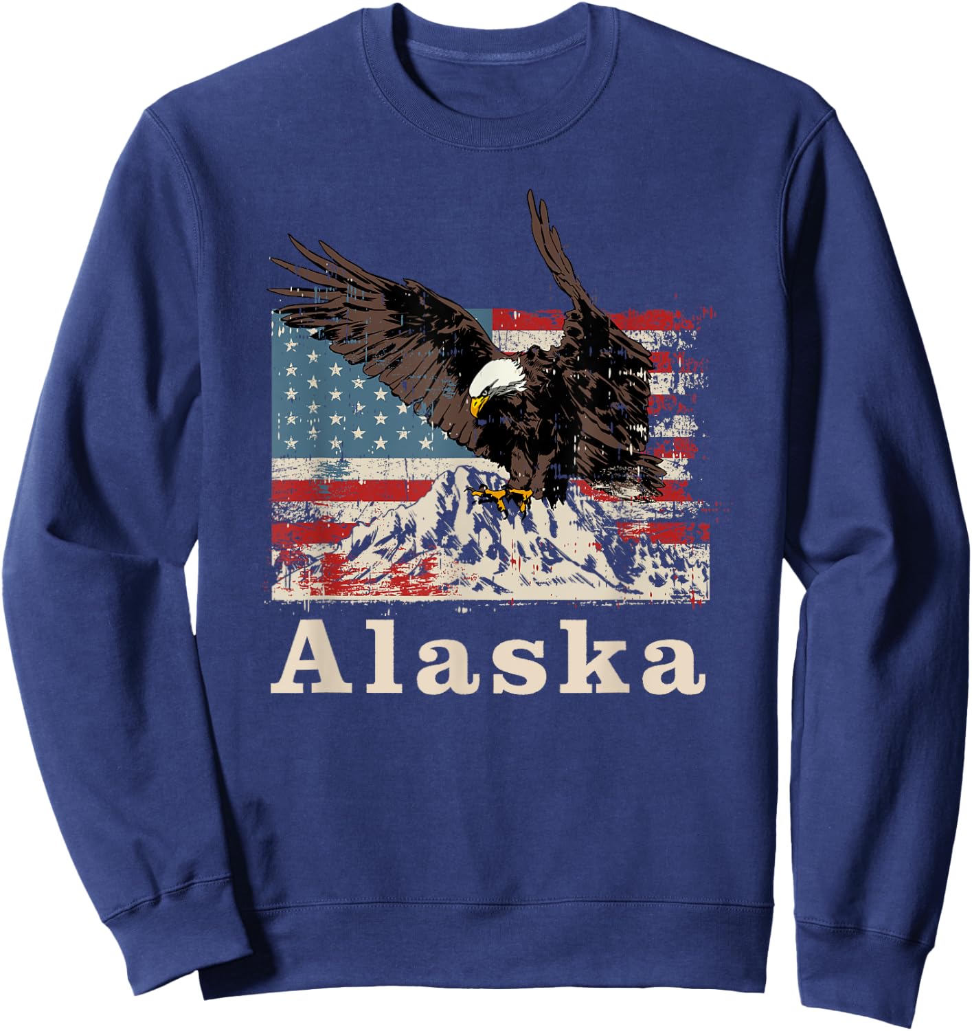 American Bald Eagle Flag Alaska Souvenir Sweatshirt - Sweatshirt | Navy
