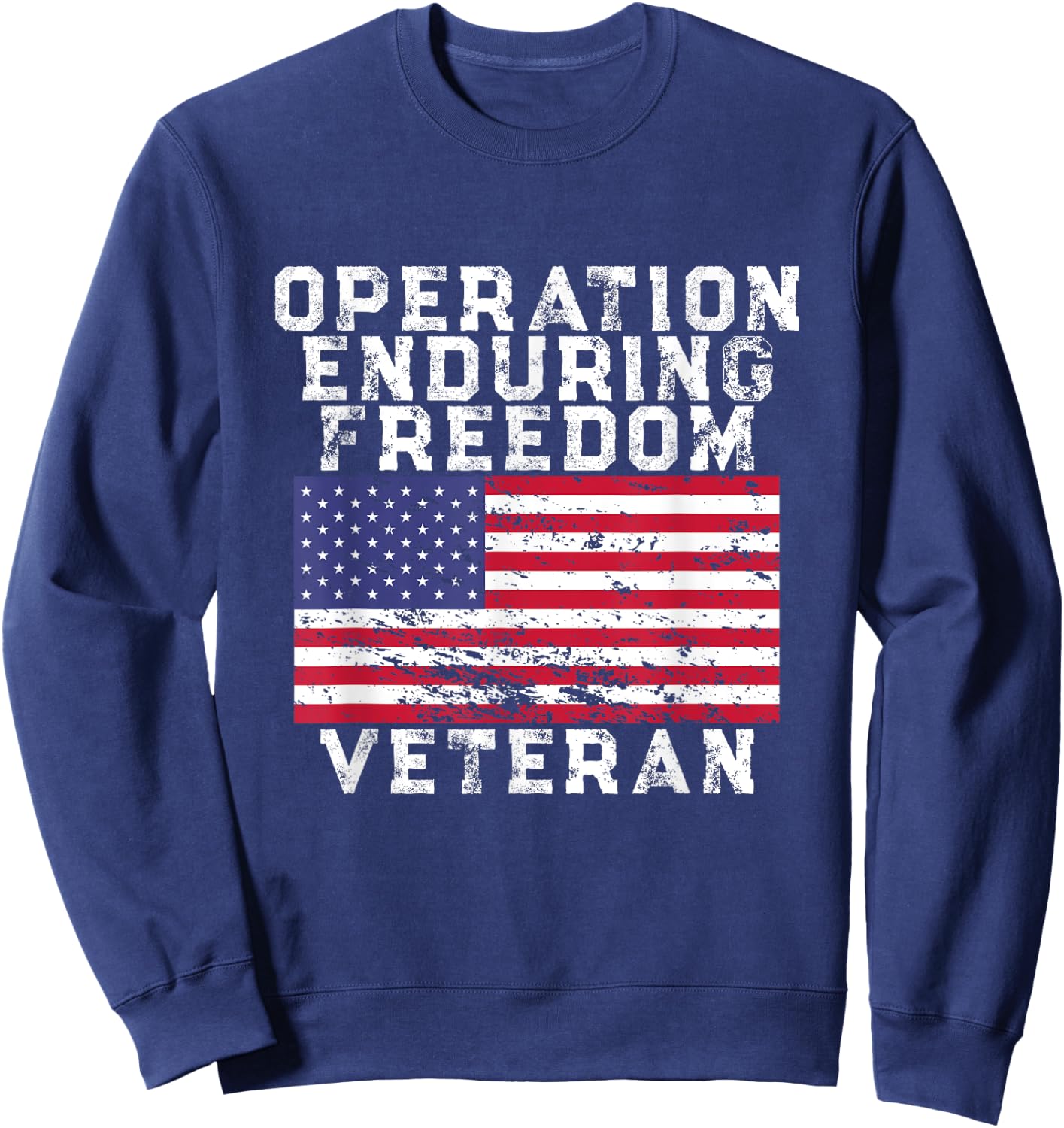 Operation Enduring Freedom Veteran - Vintage US Flag Sweatshirt - Sweatshirt | Navy