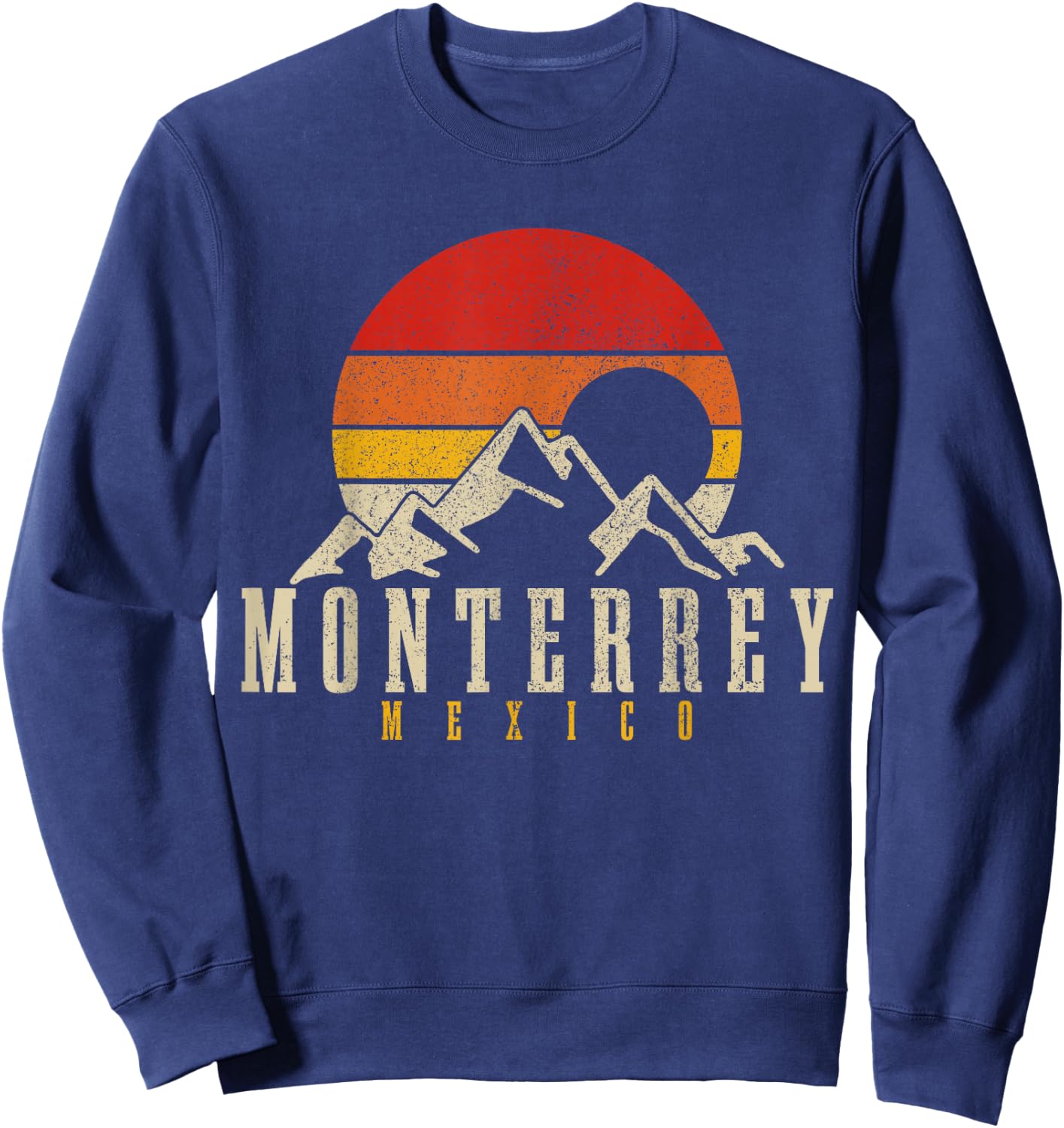 Monterrey Vintage Mountains Mexican Pride Mexico Sweatshirt - Sweatshirt | Navy