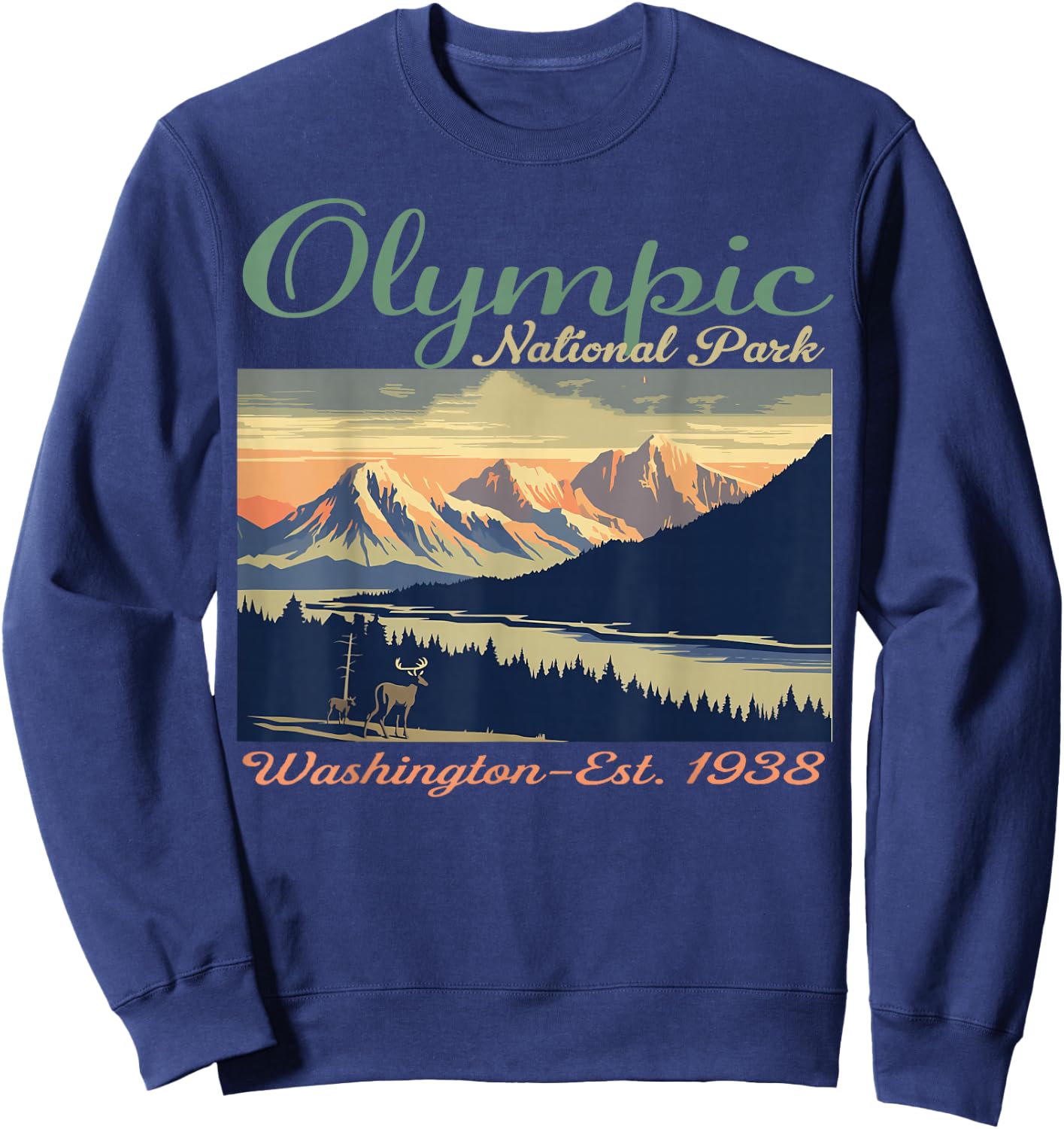 Olympic National Park Washington Hiking Camping Sweatshirt - Sweatshirt | Navy