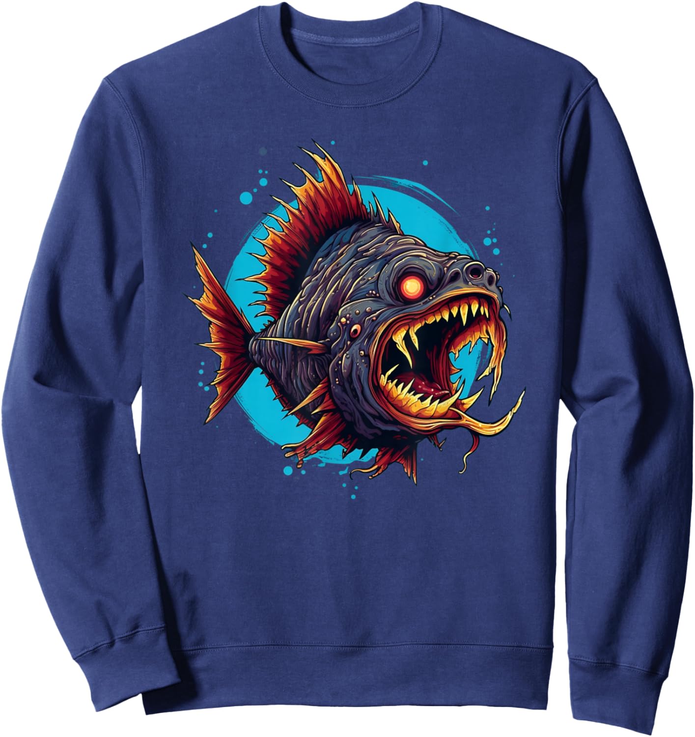 Crazy looking Piranha for Monster Fish Lovers Sweatshirt - Sweatshirt | Navy
