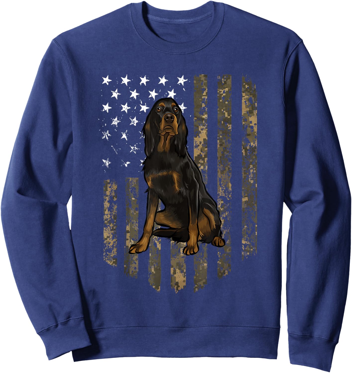 Camo American Flag Gordon Setter 4th Of July USA Sweatshirt - Sweatshirt | Navy