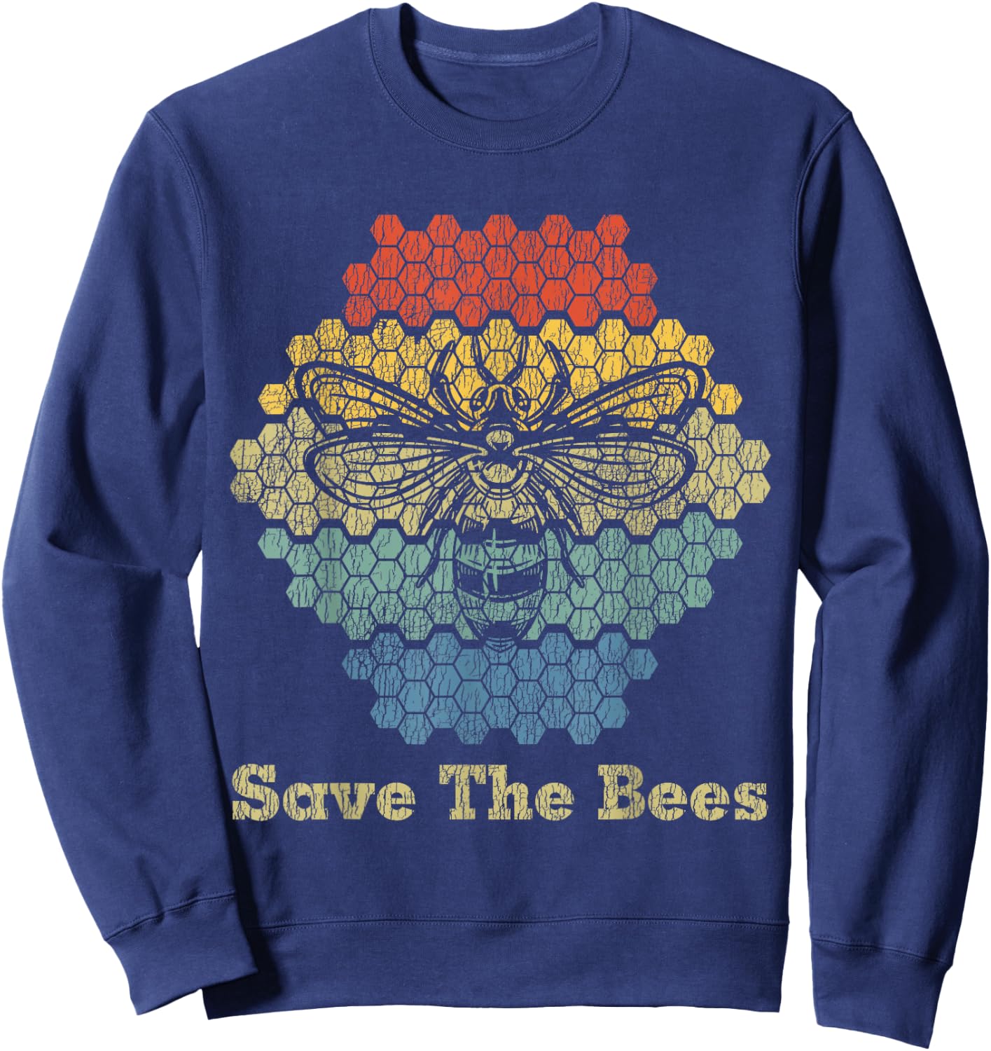 Retro Vintage Bumble Bee Save The Bees Keeper Climate Change Sweatshirt - Sweatshirt | Navy