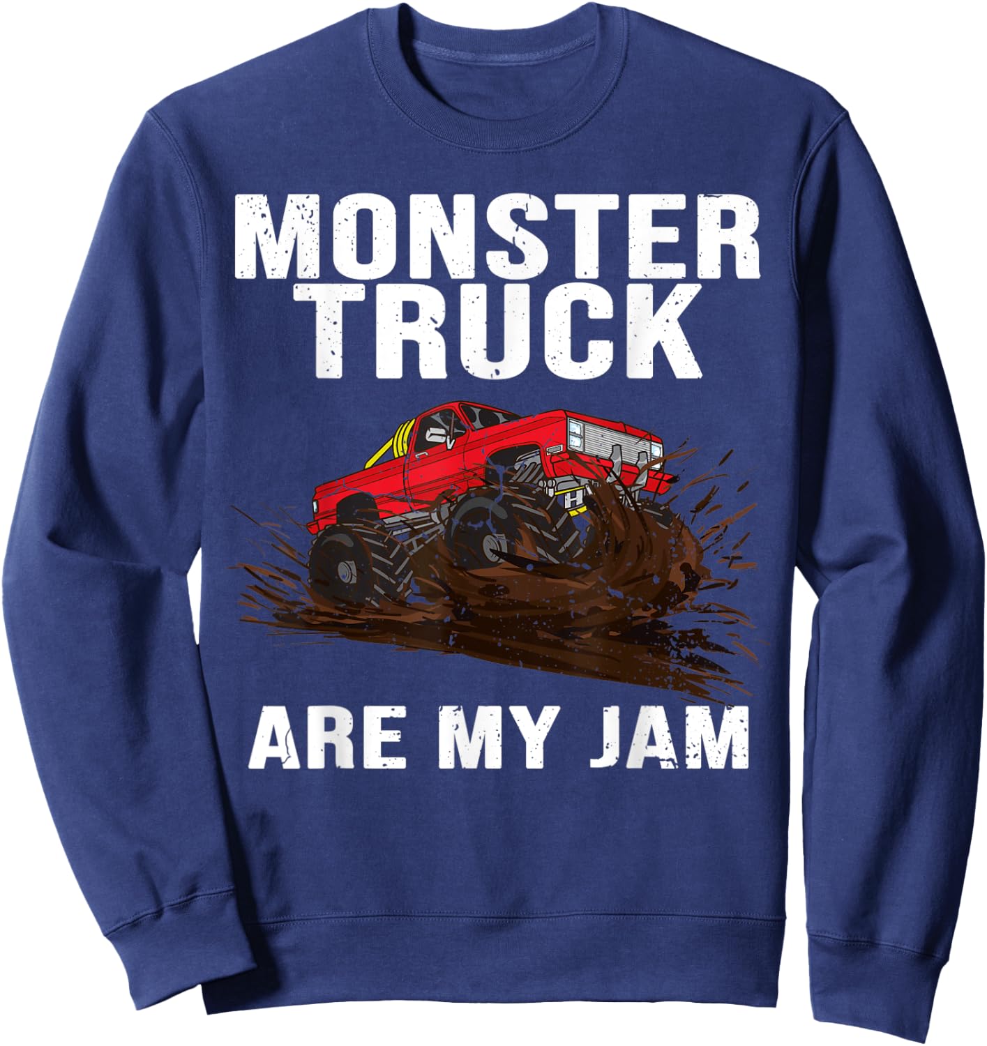 Vintage Monster Truck Are My Jam Retro Sunset Engines Gifts Sweatshirt - Sweatshirt | Navy