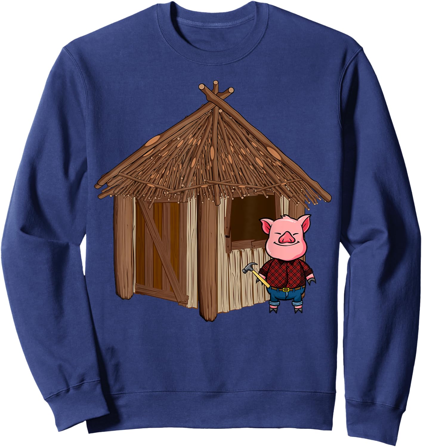 Three Pigs Lazy Halloween Costume - Stick House Sweatshirt - Sweatshirt | Navy