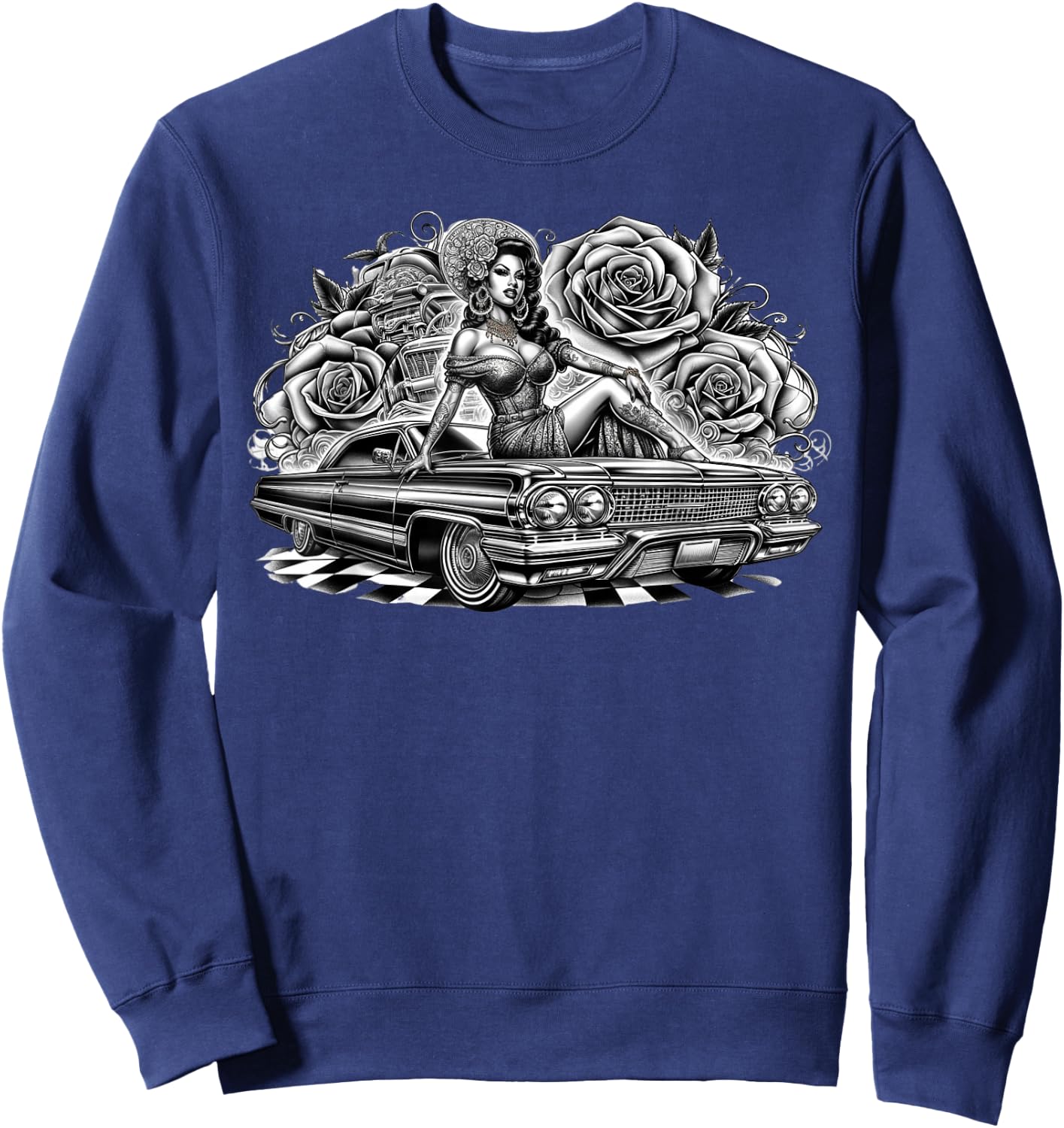 Mexican Street Culture Lowrider Latina Chola Model Sweatshirt - Sweatshirt | Navy