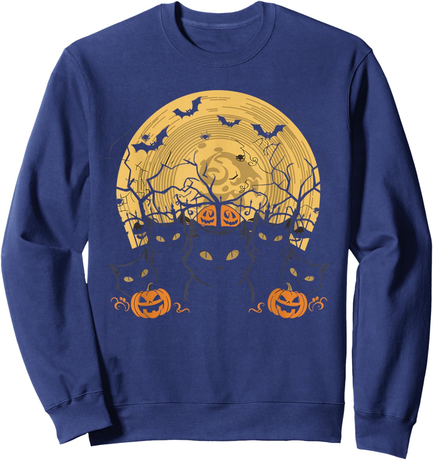 Cat Halloween Moon Sweatshirt - Sweatshirt | Navy