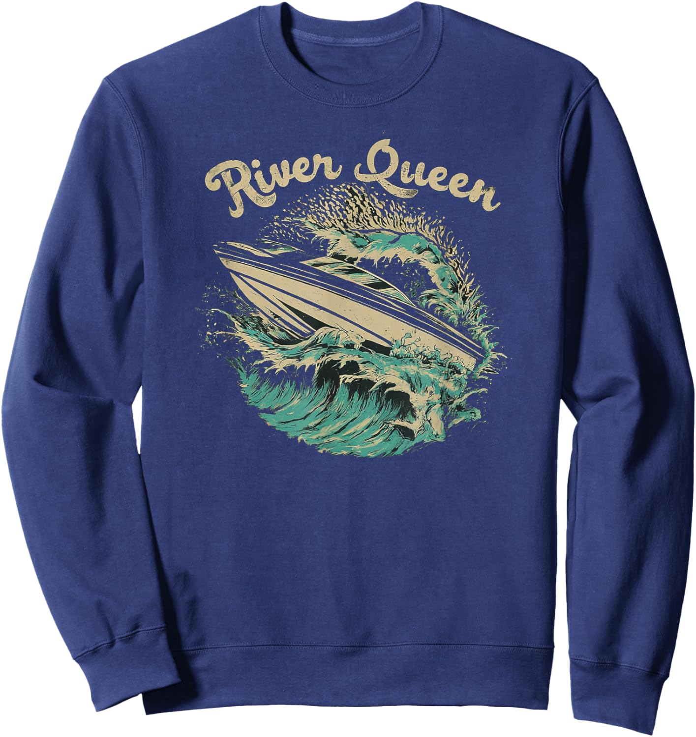 Big Wave River Queen Ski Boat Sweatshirt - Sweatshirt | Navy