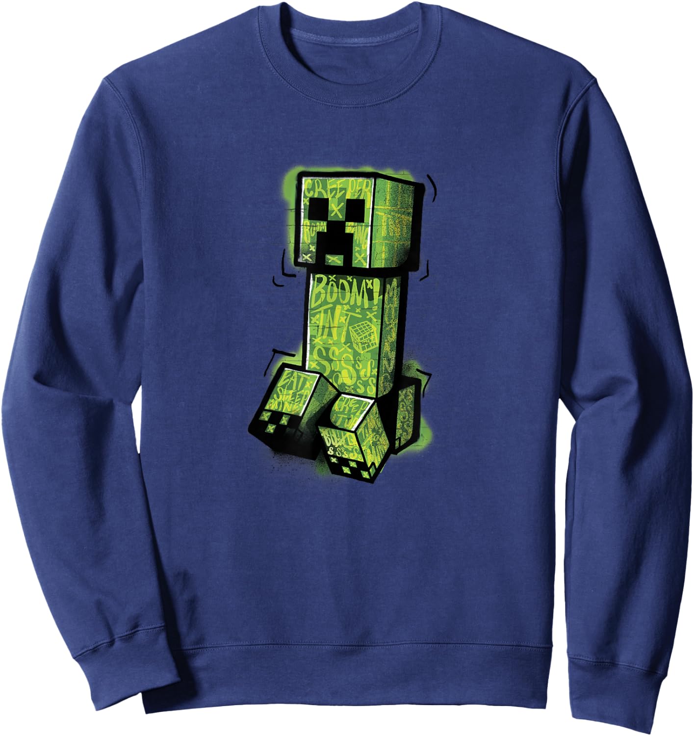 Minecraft Creeper Graffiti Sit Sweatshirt - Sweatshirt | Navy