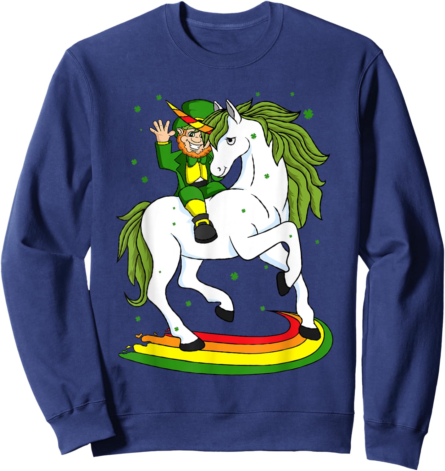 Leprechaun Riding A Magical St Patrick's Day Unicorn Gift Sweatshirt - Sweatshirt | Navy