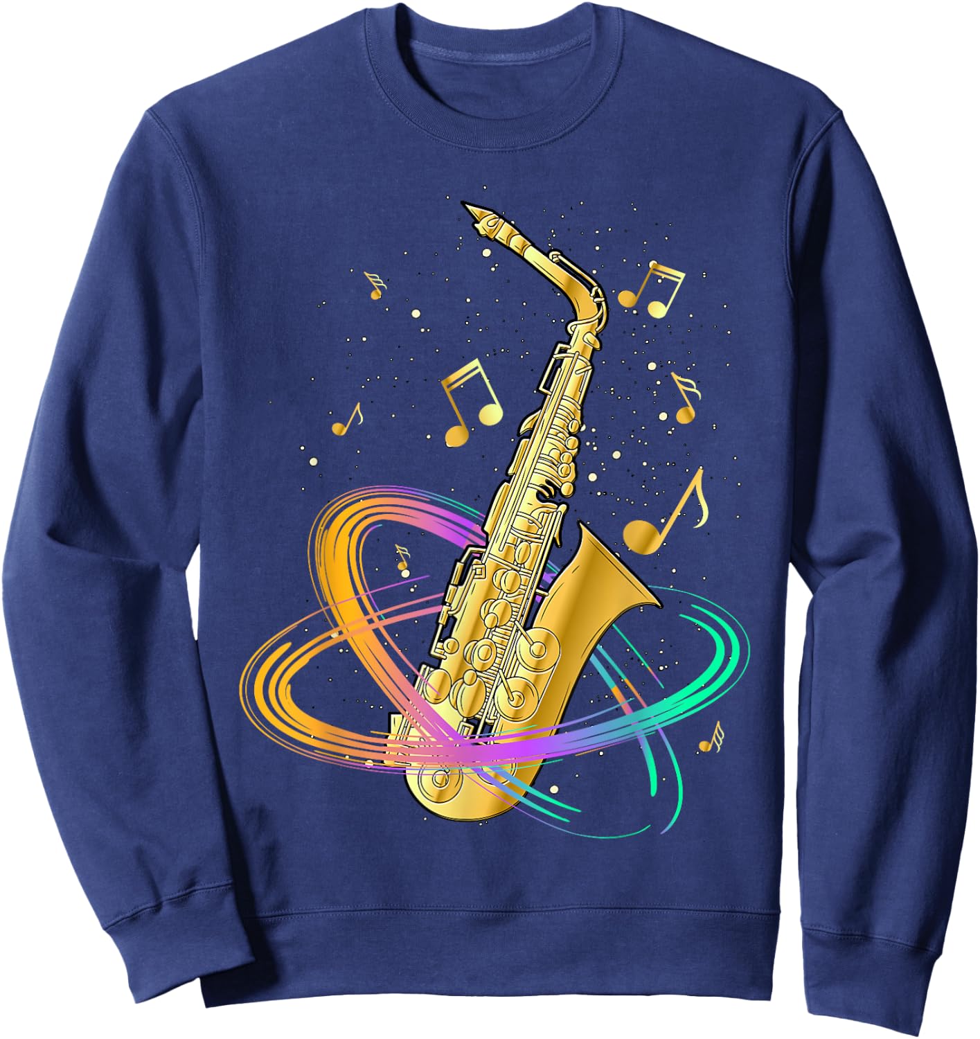 Saxophone Player Musical Notes Jazz Musician Saxophonist Sax Sweatshirt - Sweatshirt | Navy