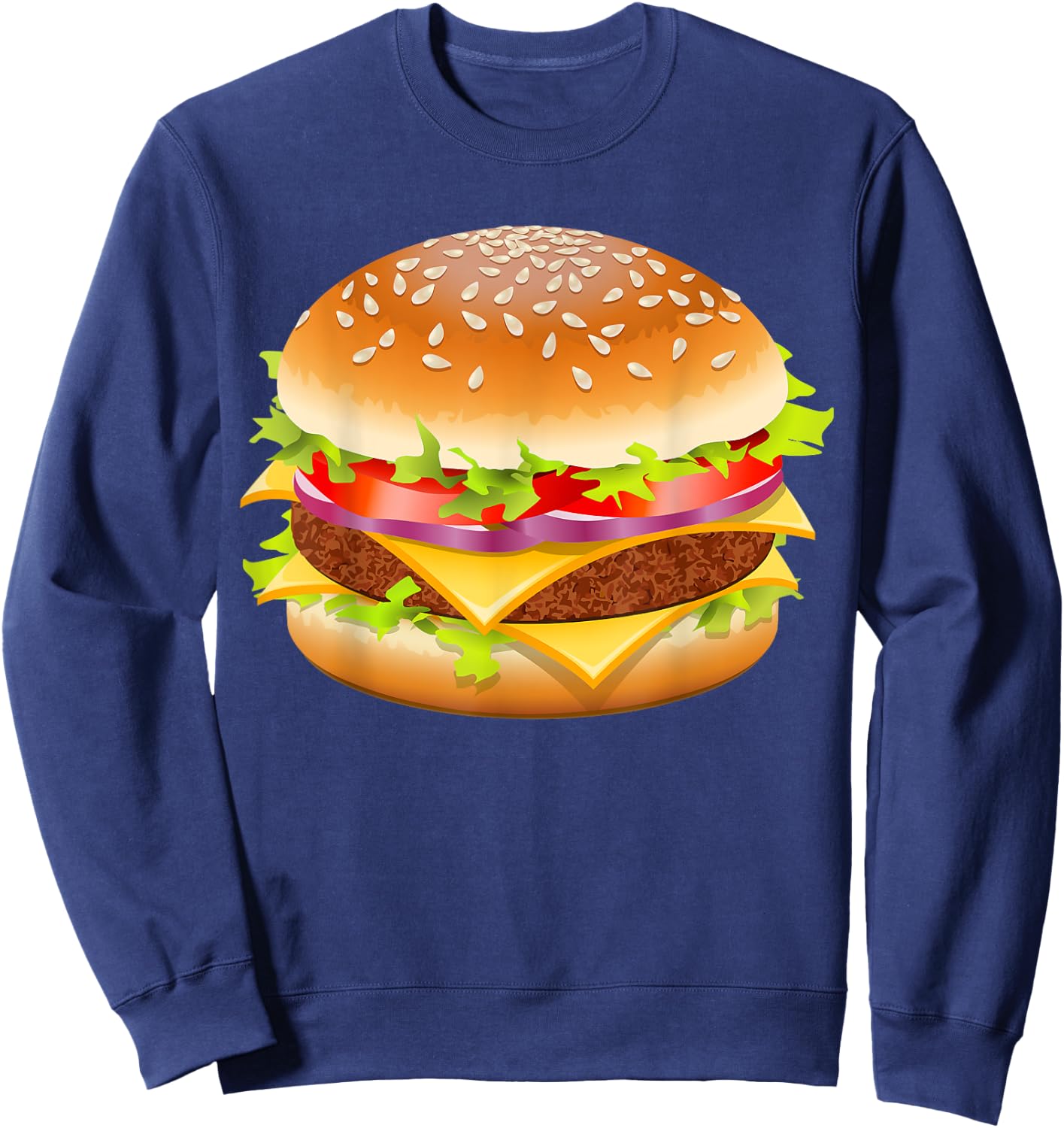 Cheeseburger Hamburger Burger Funny Food Halloween Costume Sweatshirt - Sweatshirt | Navy
