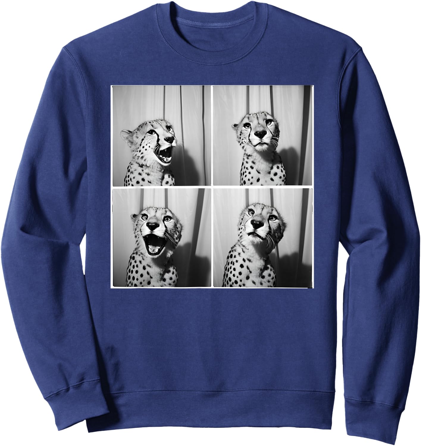 Cute Cheetah Photobooth Picture Quirky Funny Zoo Animal Sweatshirt - Sweatshirt | Navy