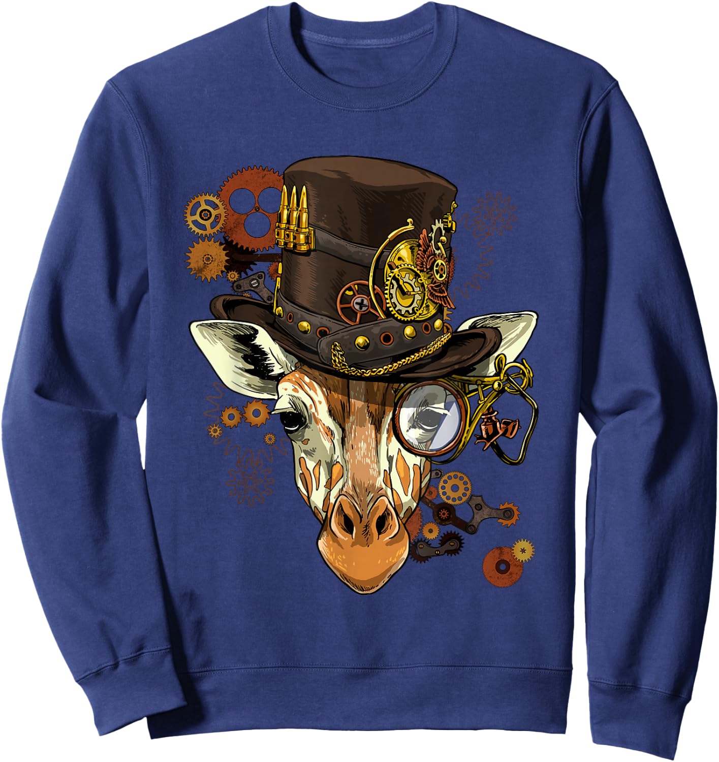 Steampunk Gear Giraffe Shirt Mechanical Animal Giraffe Lover Sweatshirt - Sweatshirt | Navy