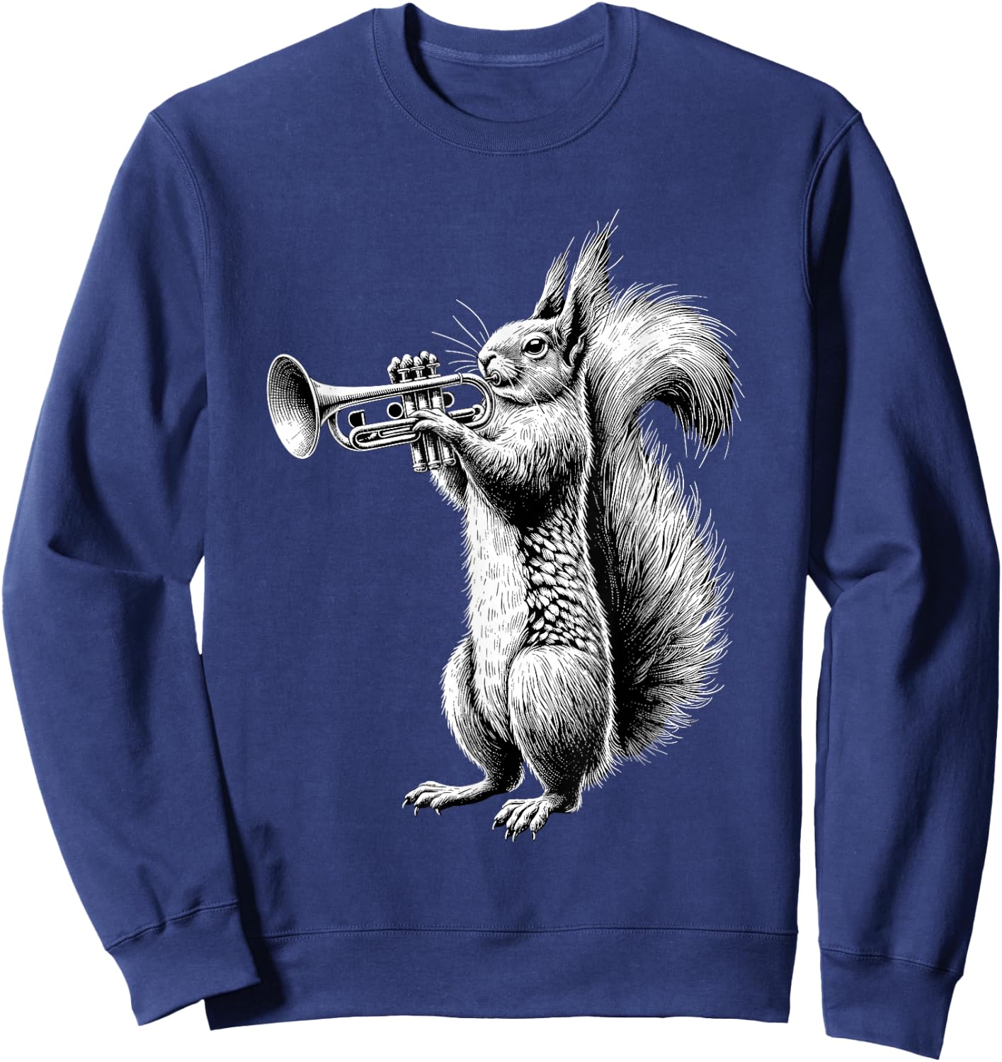 Squirrel Playing Trumpet Trumpeter Instrument Musician Sweatshirt - Sweatshirt | Navy