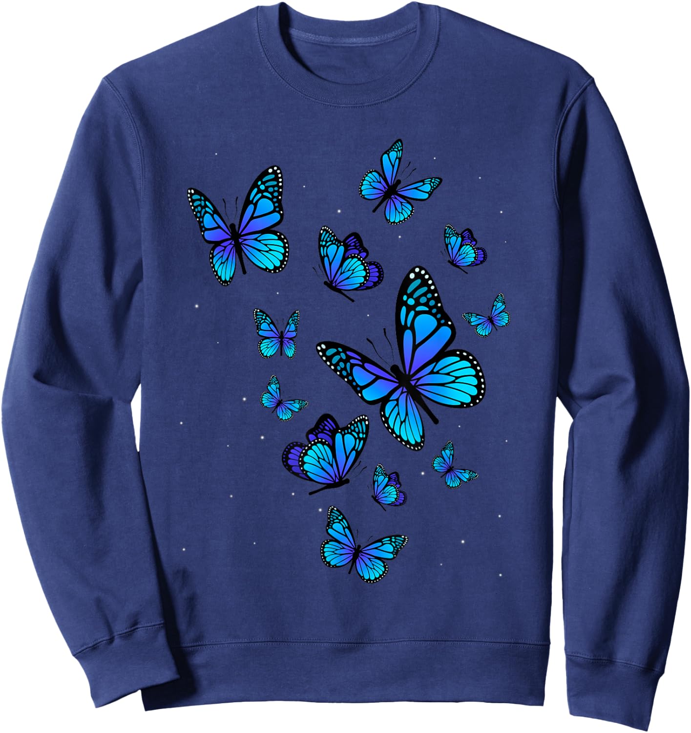 Blue Butterfly Art Garden Beautiful Butterflies Sweatshirt - Sweatshirt | Navy