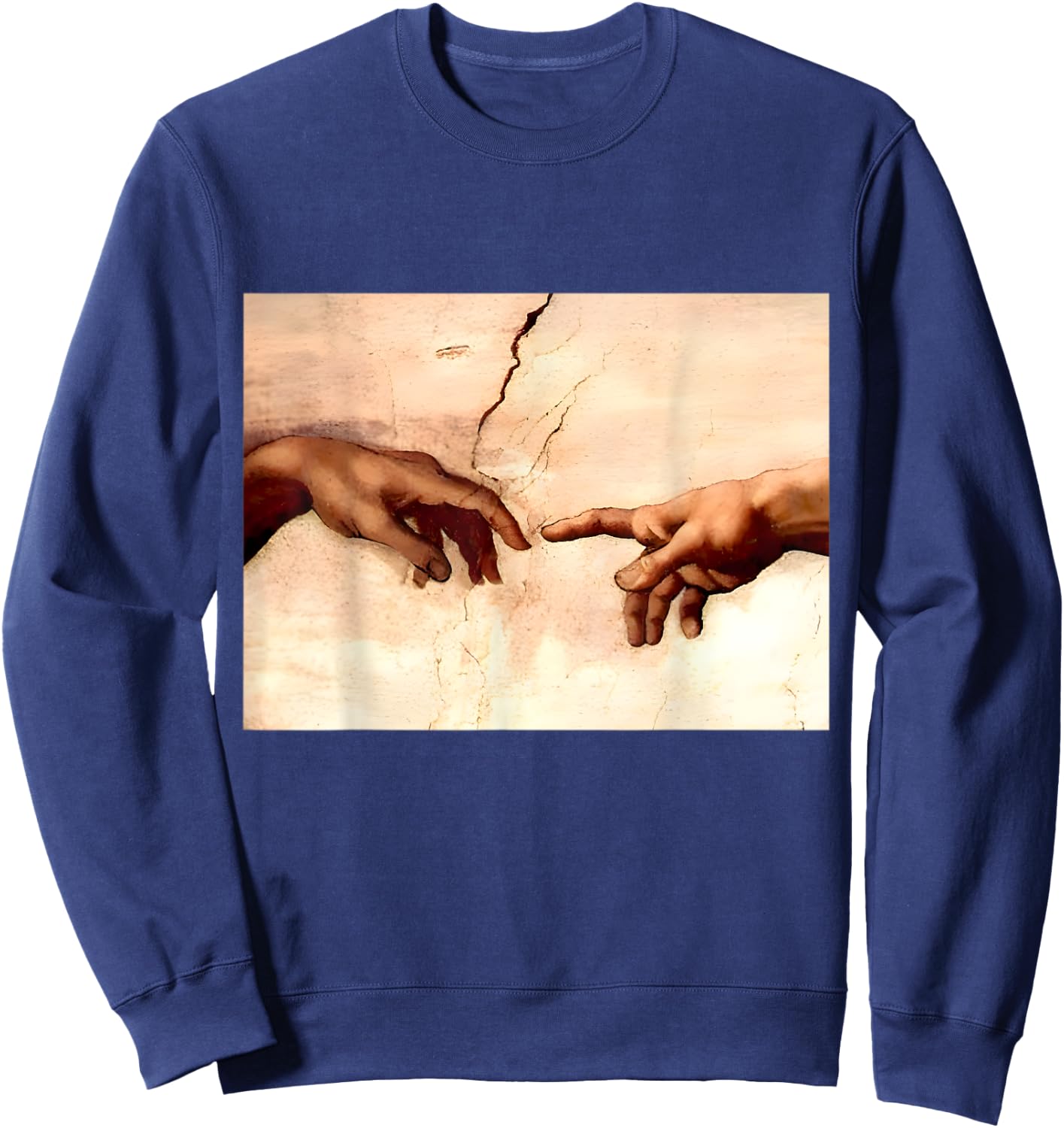 The Creation Of Adam | Michelangelo Artwork Vintage Sweatshirt - Sweatshirt | Navy