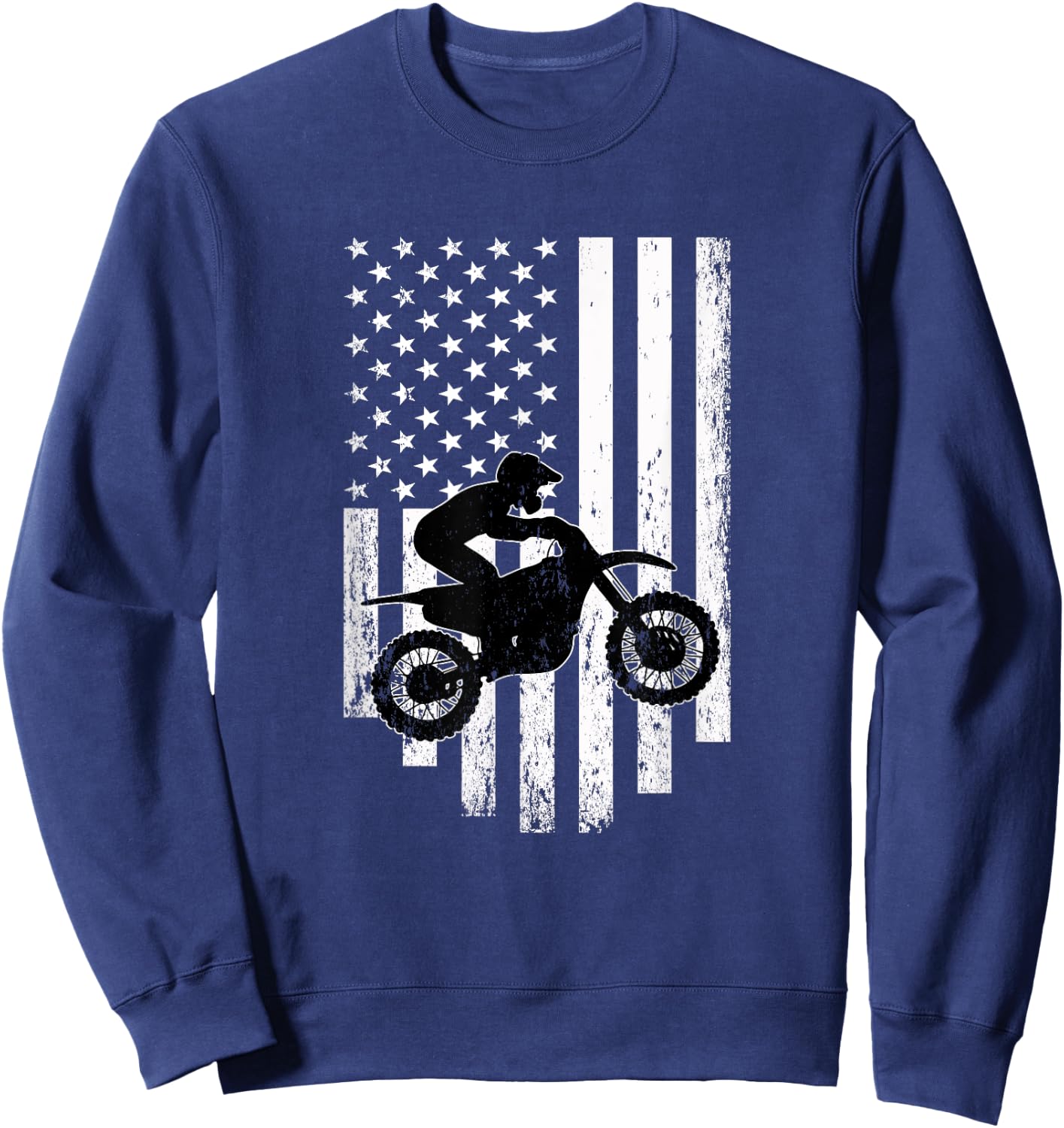 American Flag Motorcross Braap Dirt Bike Sweatshirt - Sweatshirt | Navy