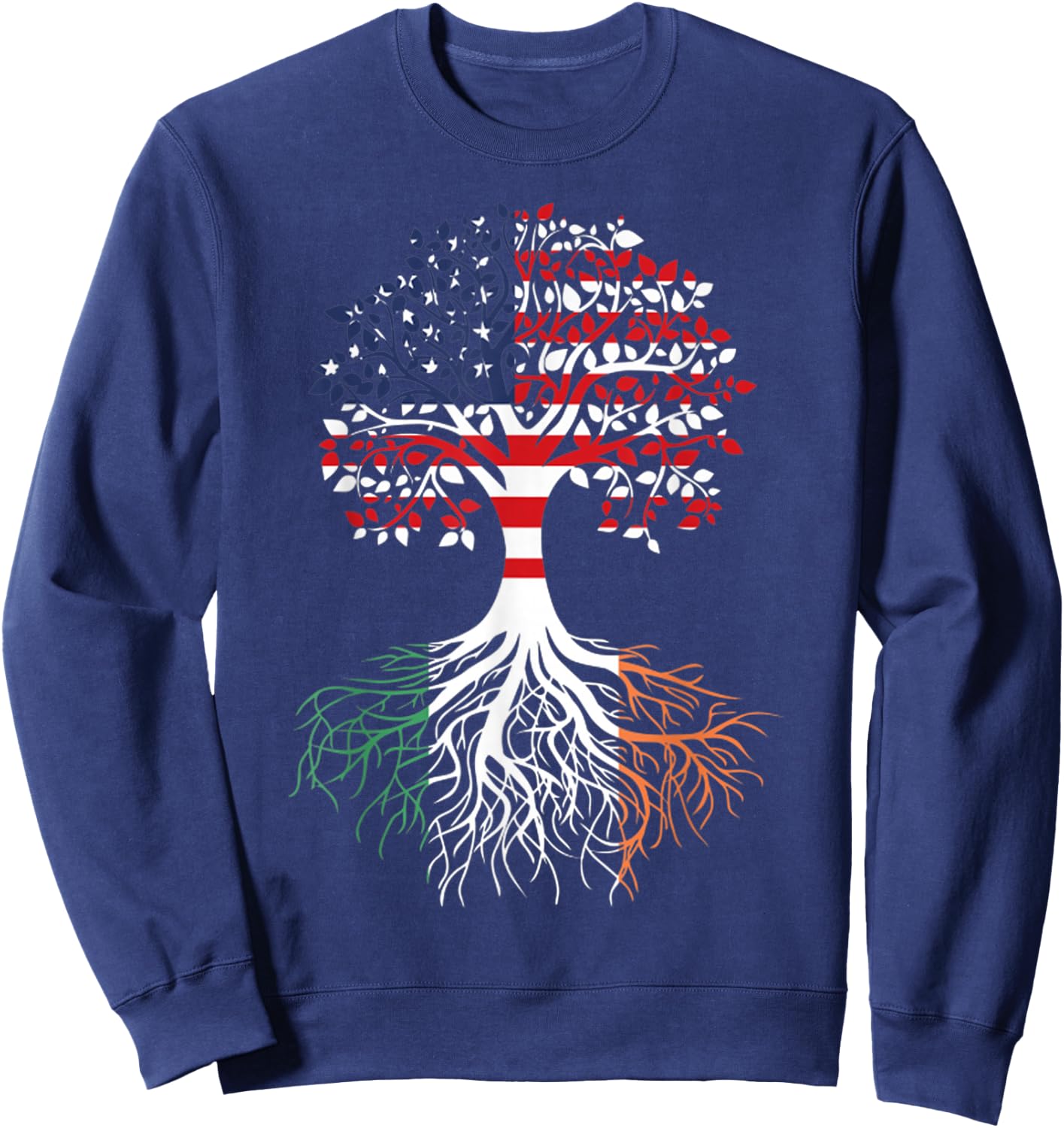 Irish Roots American Grown Tree Flag Sweatshirt - Sweatshirt | Navy
