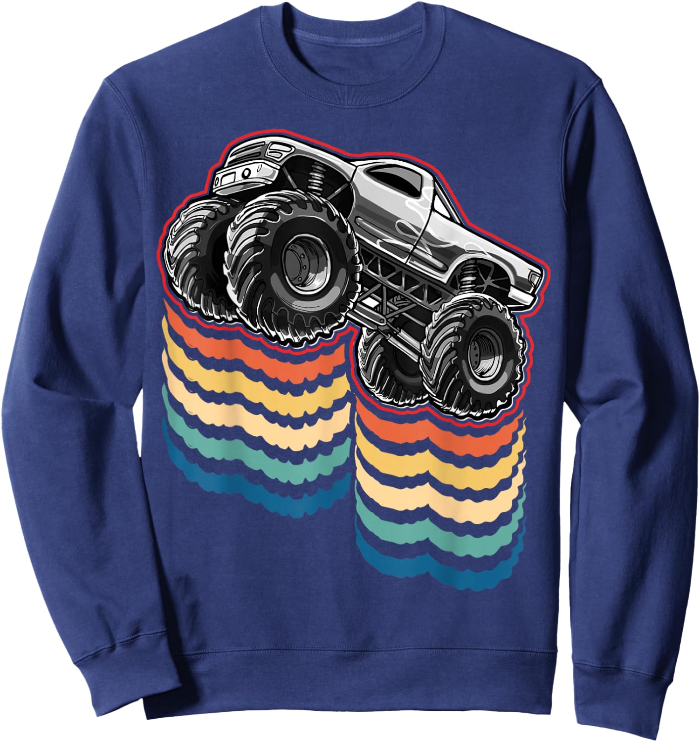 Retro Vintage Monster Truck Retro Silhouette Gift Boys Sweatshirt - Sweatshirt | Navy