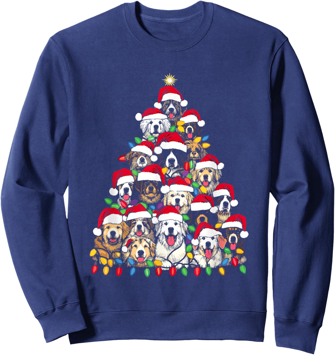 Christmas Tree Of Puppies - Funny Xmas Tree Dog Puppy Lover Men Women Kids Sweatshirt - Sweatshirt | Navy