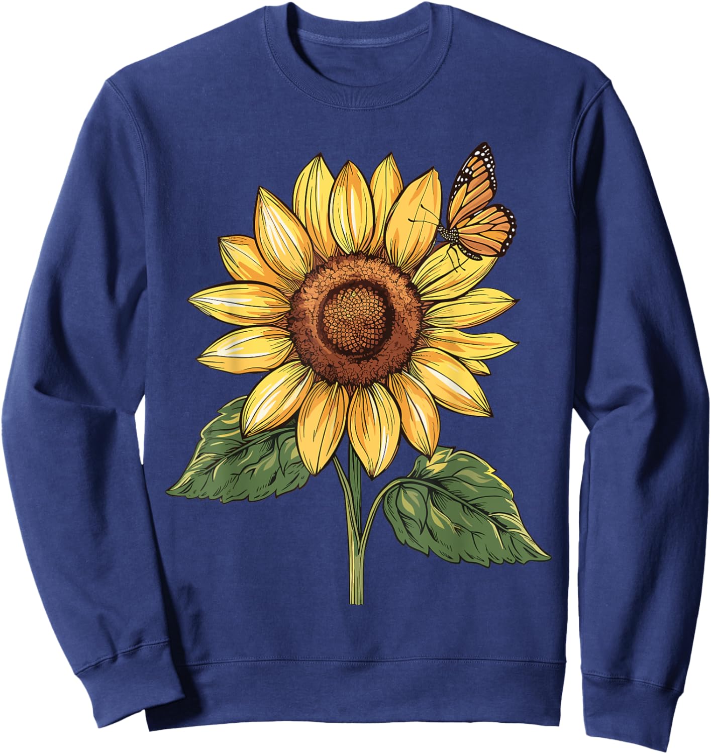 Sunflower and Butterfly Sweatshirt - Sweatshirt | Navy