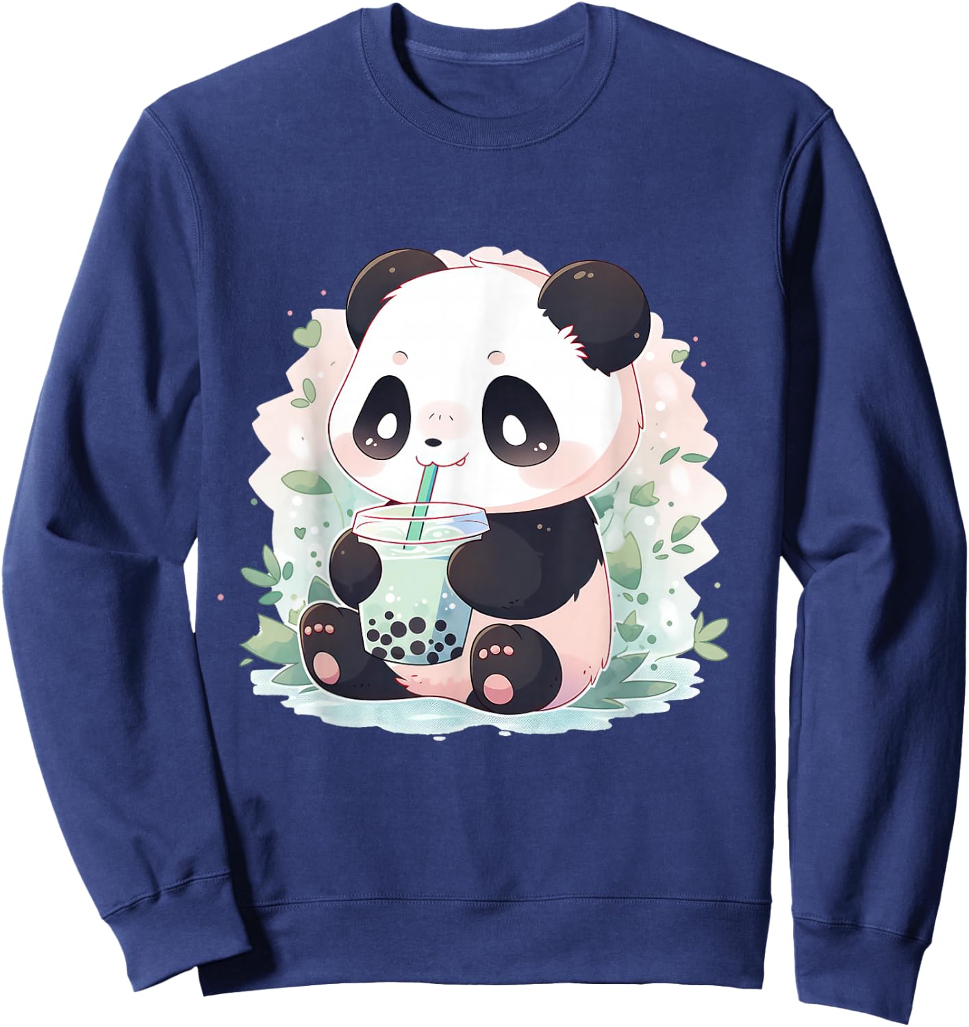 Kawaii Panda Drinking Bubble Tea Boba Lover Sweatshirt - Sweatshirt | Navy