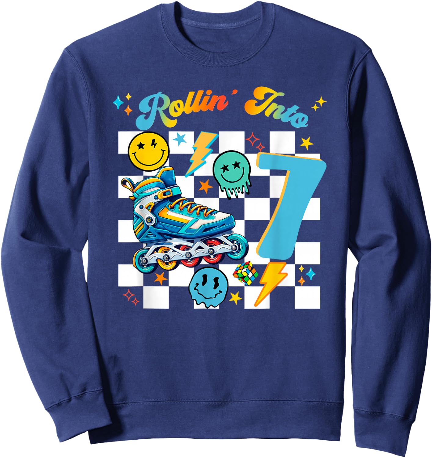 Roller Skating Birthday Dude Boy Roller Skates Retro Party Sweatshirt - Sweatshirt | Navy