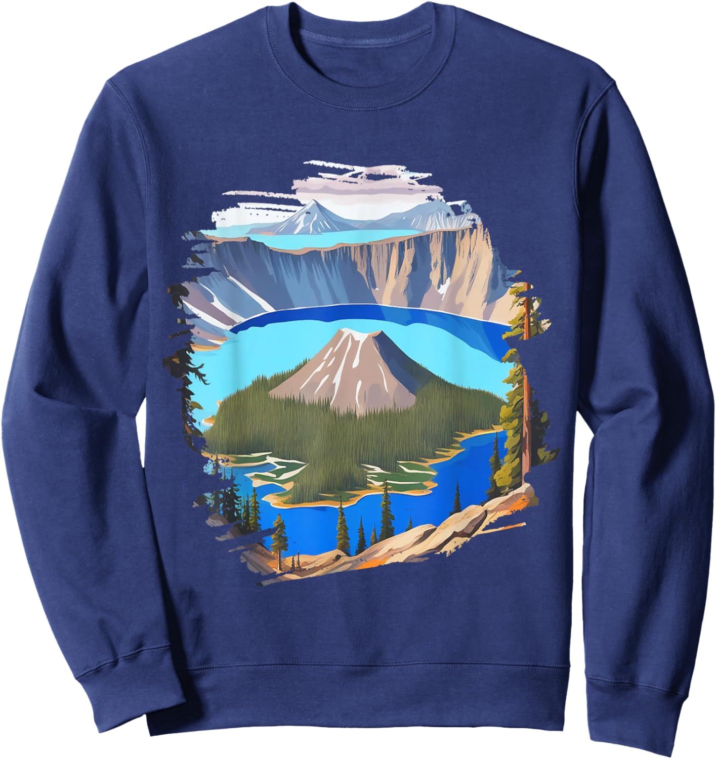 Hiking National Park Crater Lake Oregon Volcano Outfit Sweatshirt - Sweatshirt | Navy