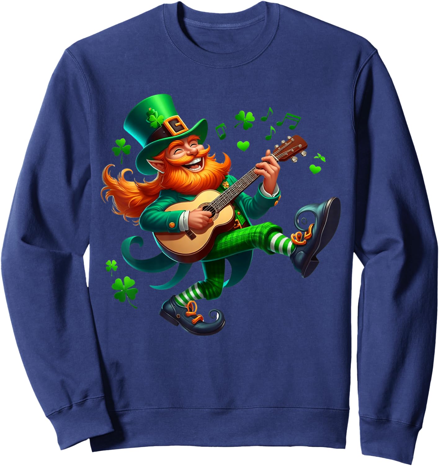 Leprechaun Playing Guitar Irish Dance St Patricks Day Sweatshirt - Sweatshirt | Navy