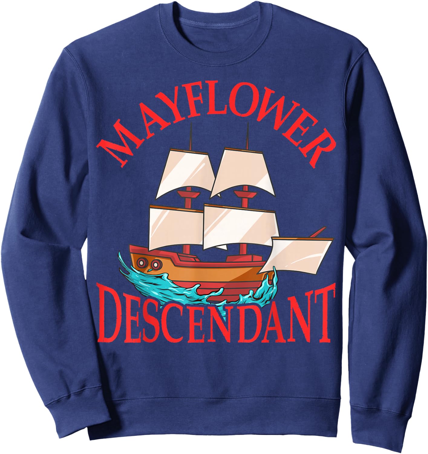 Kids Mayflower Descendant Ship History Gift Pilgrim Fathers Sweatshirt - Sweatshirt | Navy