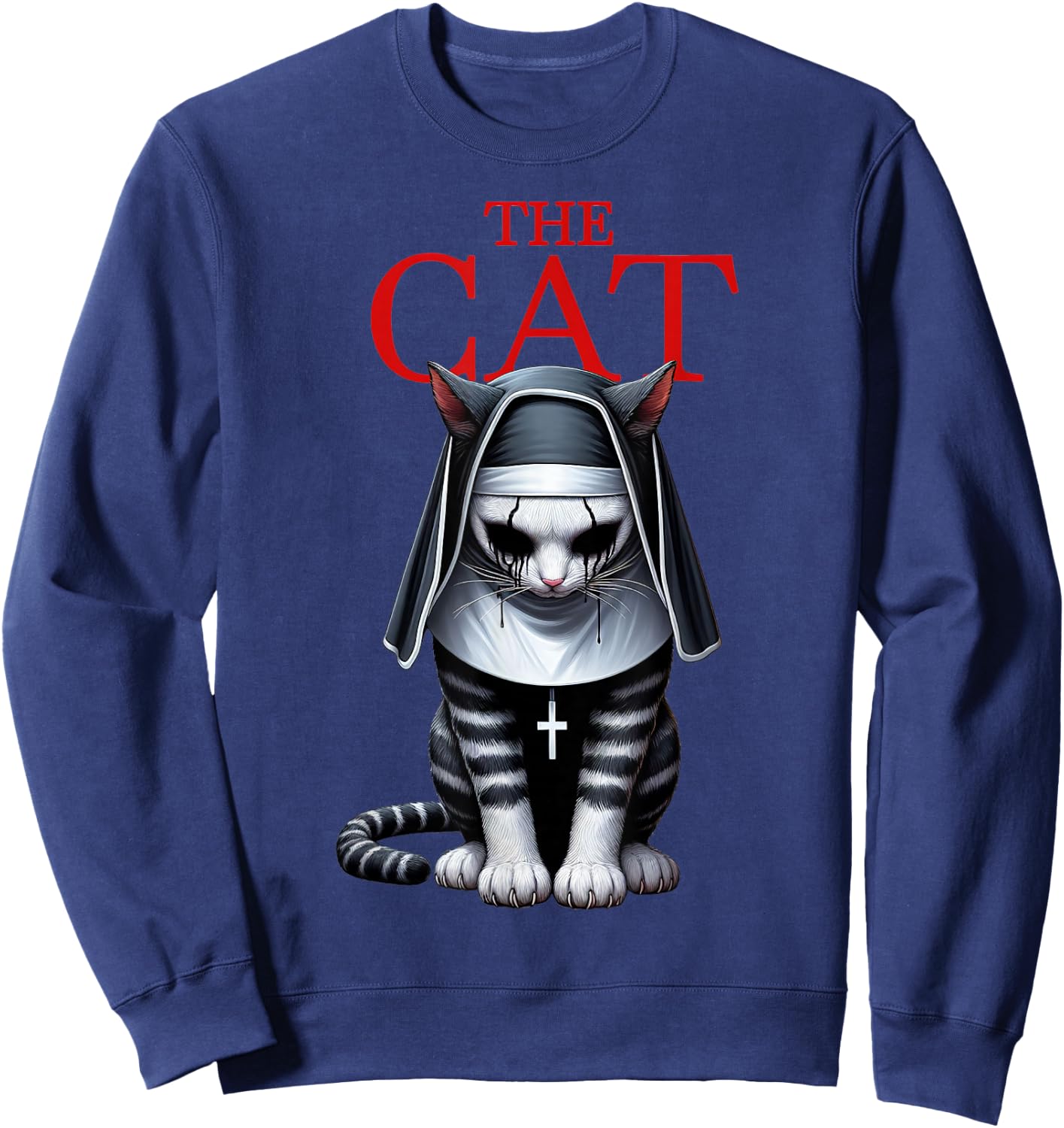 The Cat Horror Cat Halloween Scary Funny Sweatshirt - Sweatshirt | Navy