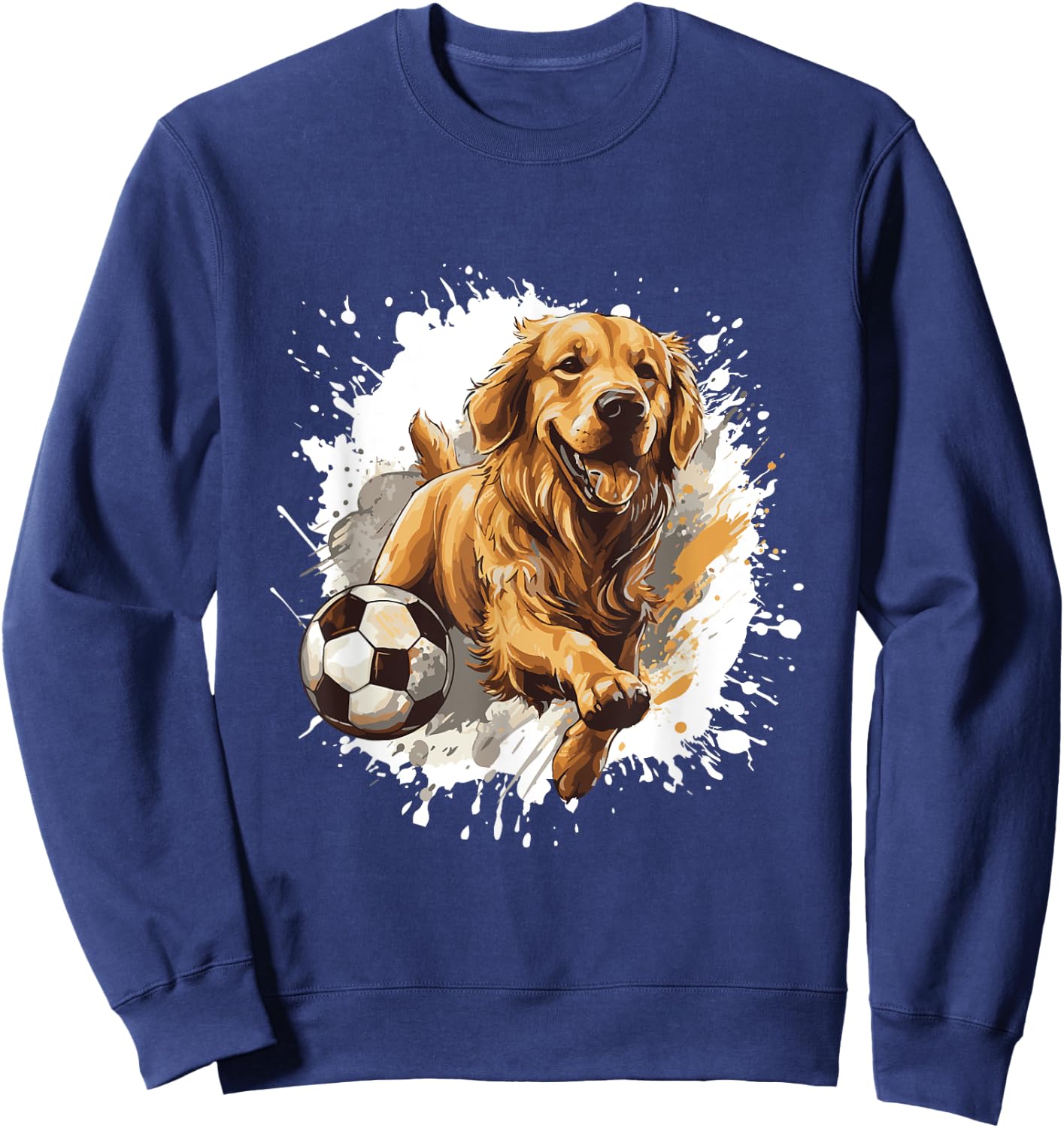 Golden Retriever Dog Playing Soccer Sports Team Animal Sweatshirt - Sweatshirt | Navy