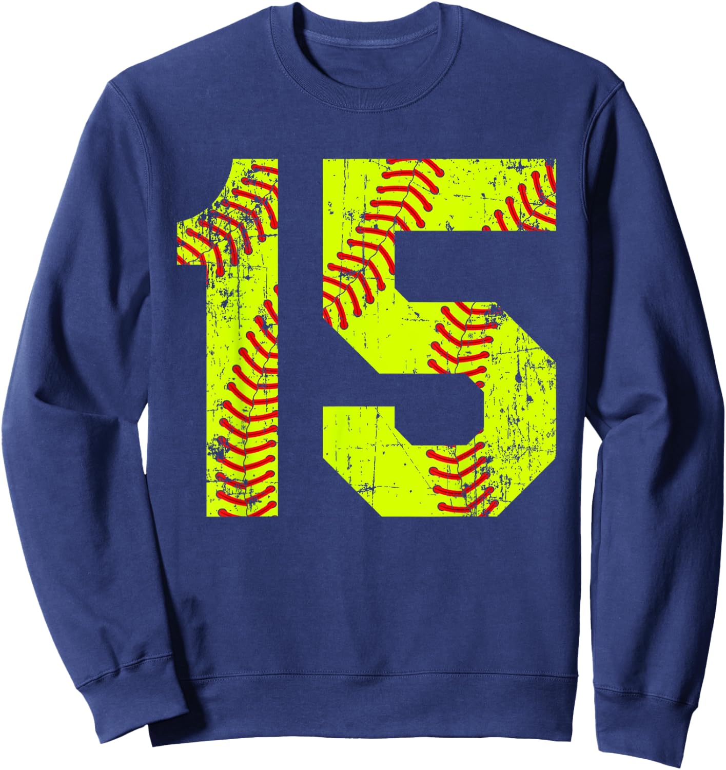 Vintage Softball 15 Jersey Number Sweatshirt - Sweatshirt | Navy