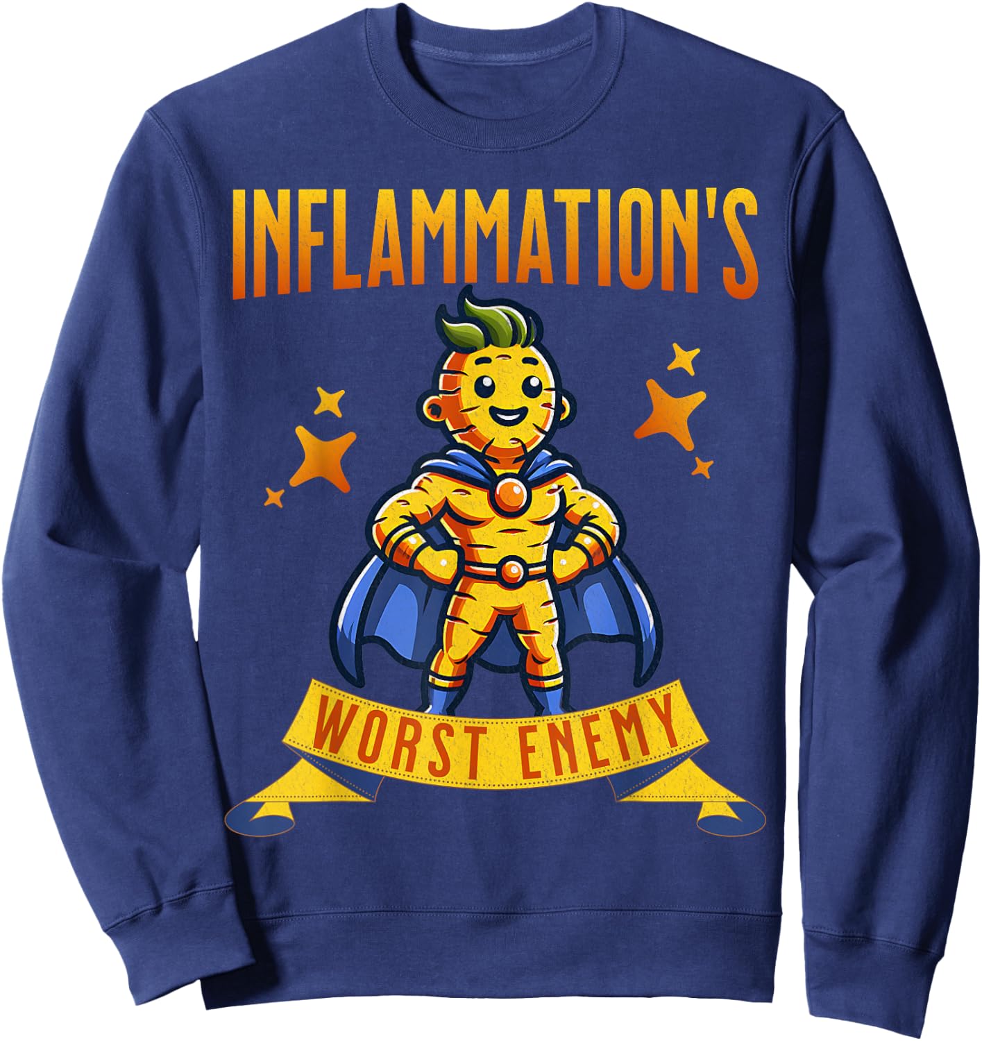 Turmeric Superhero: Curcumin Power & Inflammation Fighter Sweatshirt - Sweatshirt | Navy