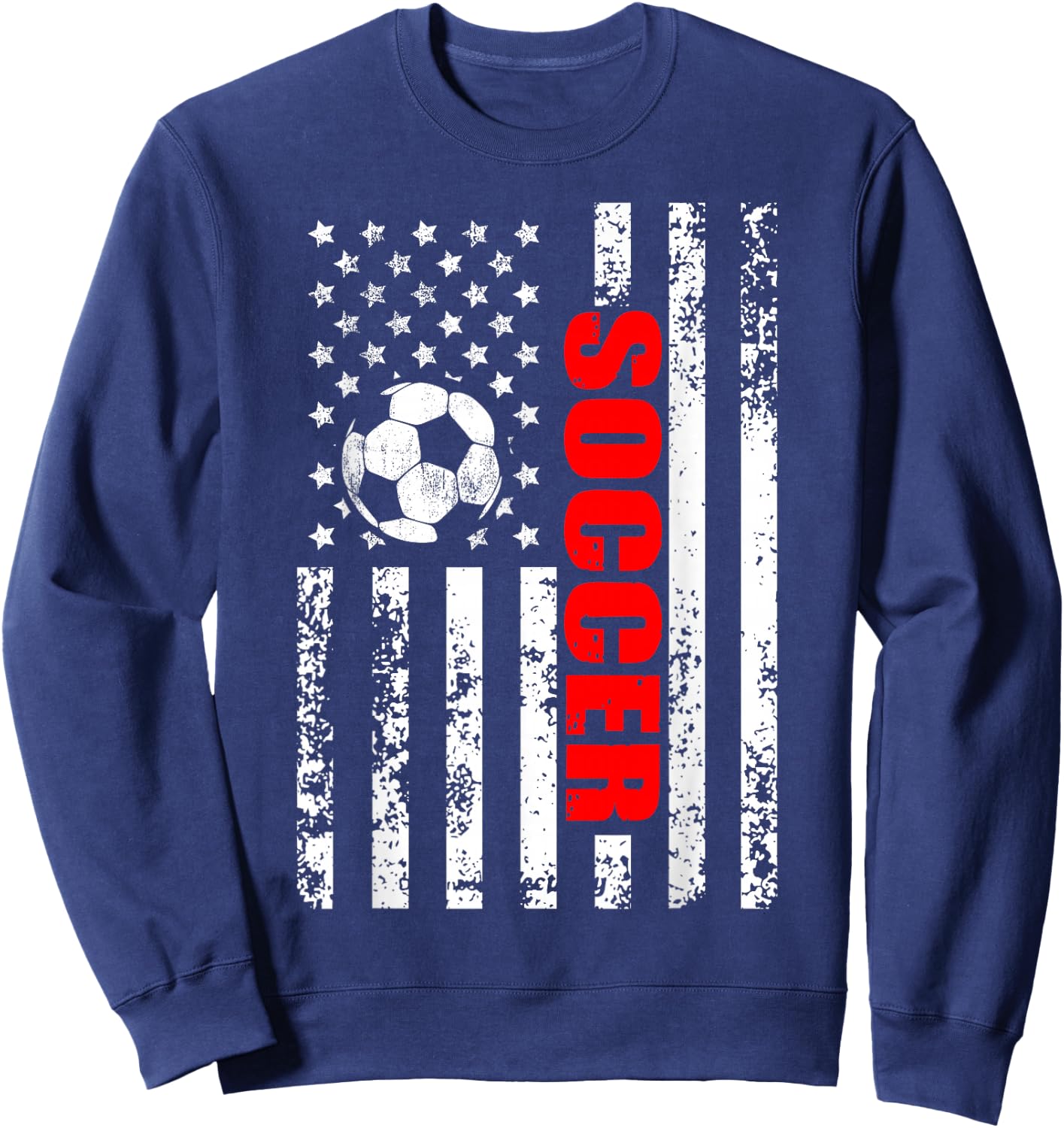 US American Flag Soccer Patriotic Soccer Sweatshirt - Sweatshirt | Navy