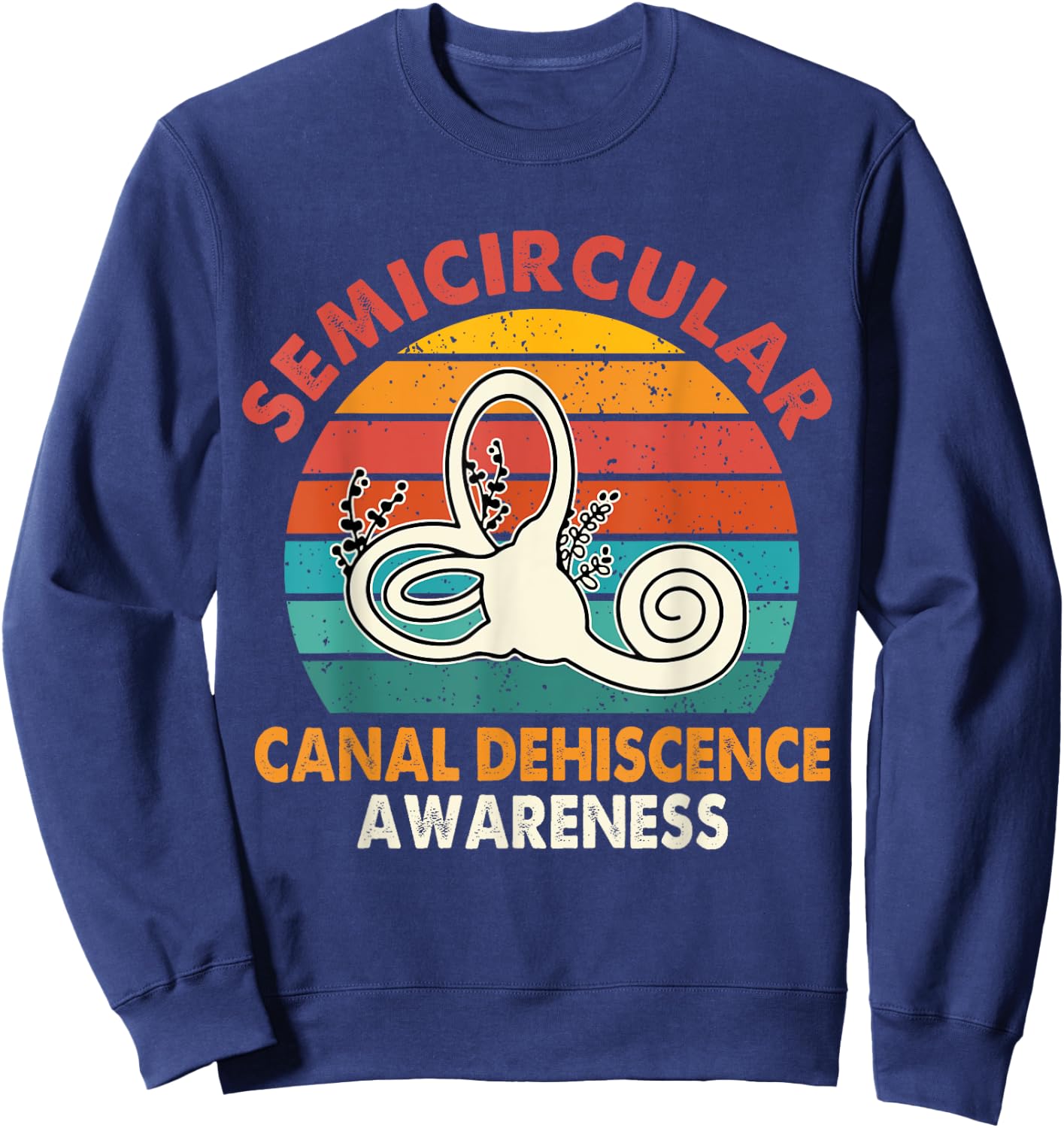 Retro SCDS Awareness Semicircular Canal Dehiscence Awareness Sweatshirt - Sweatshirt | Navy