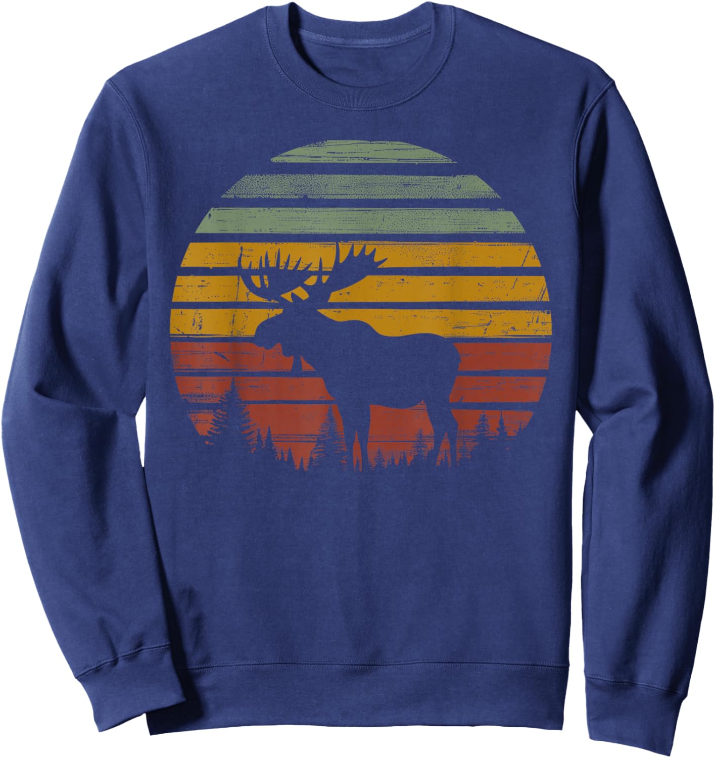 Moose Retro Vintage 80s Funny Moose Lover Gift Animals Lover Sweatshirt - Sweatshirt | Navy