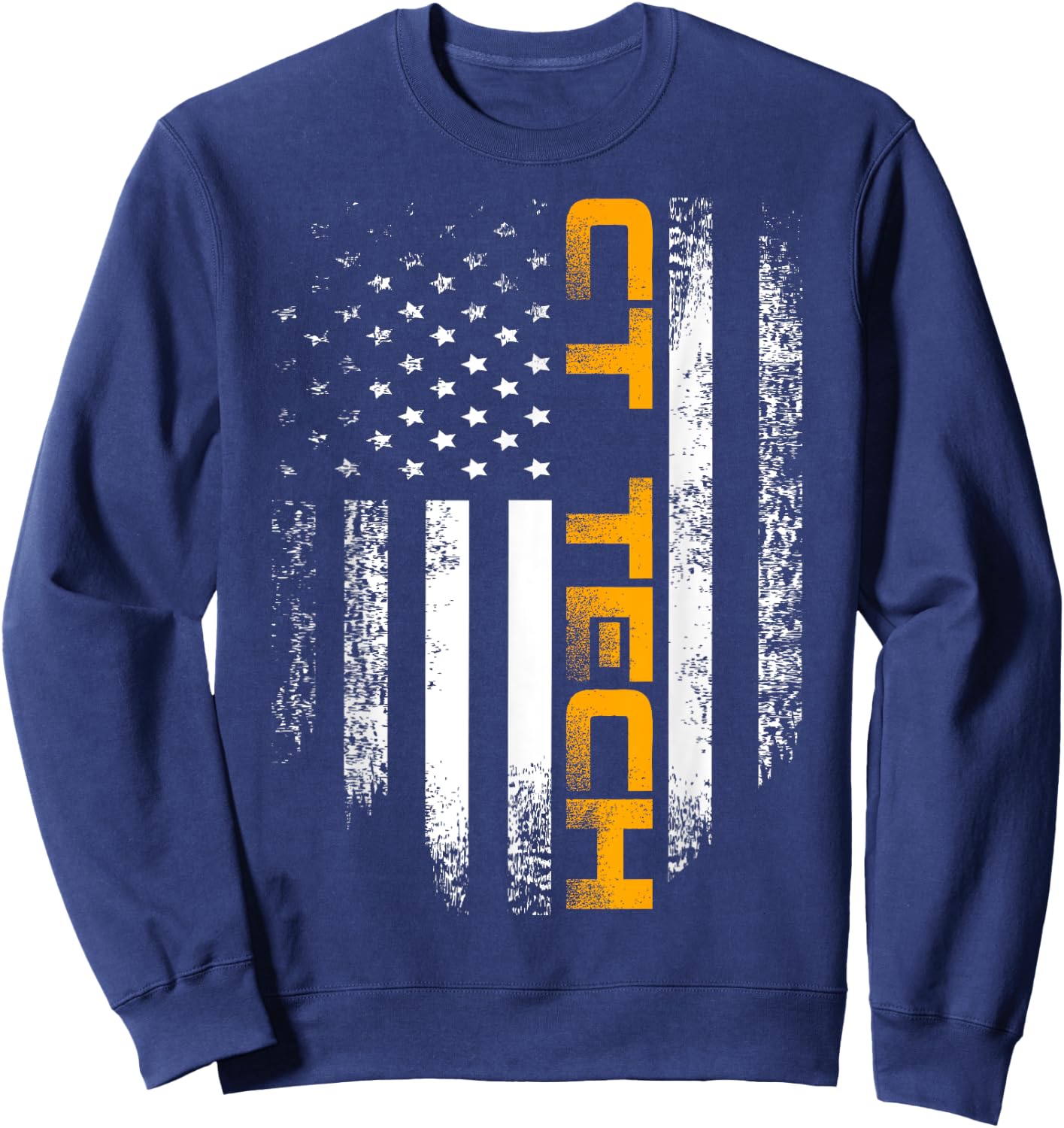 Vintage CT Tech With American Flag For Doctor Gift Sweatshirt - Sweatshirt | Navy