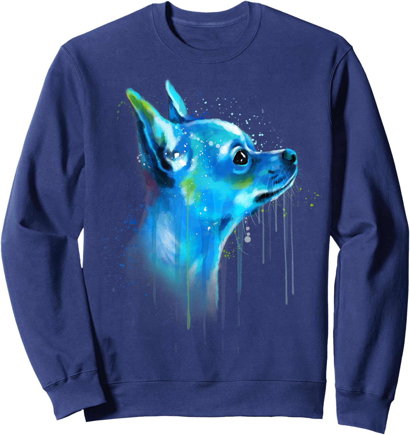 Cute Chihuahua Watercolor Painting Art Sweatshirt - Sweatshirt | Navy