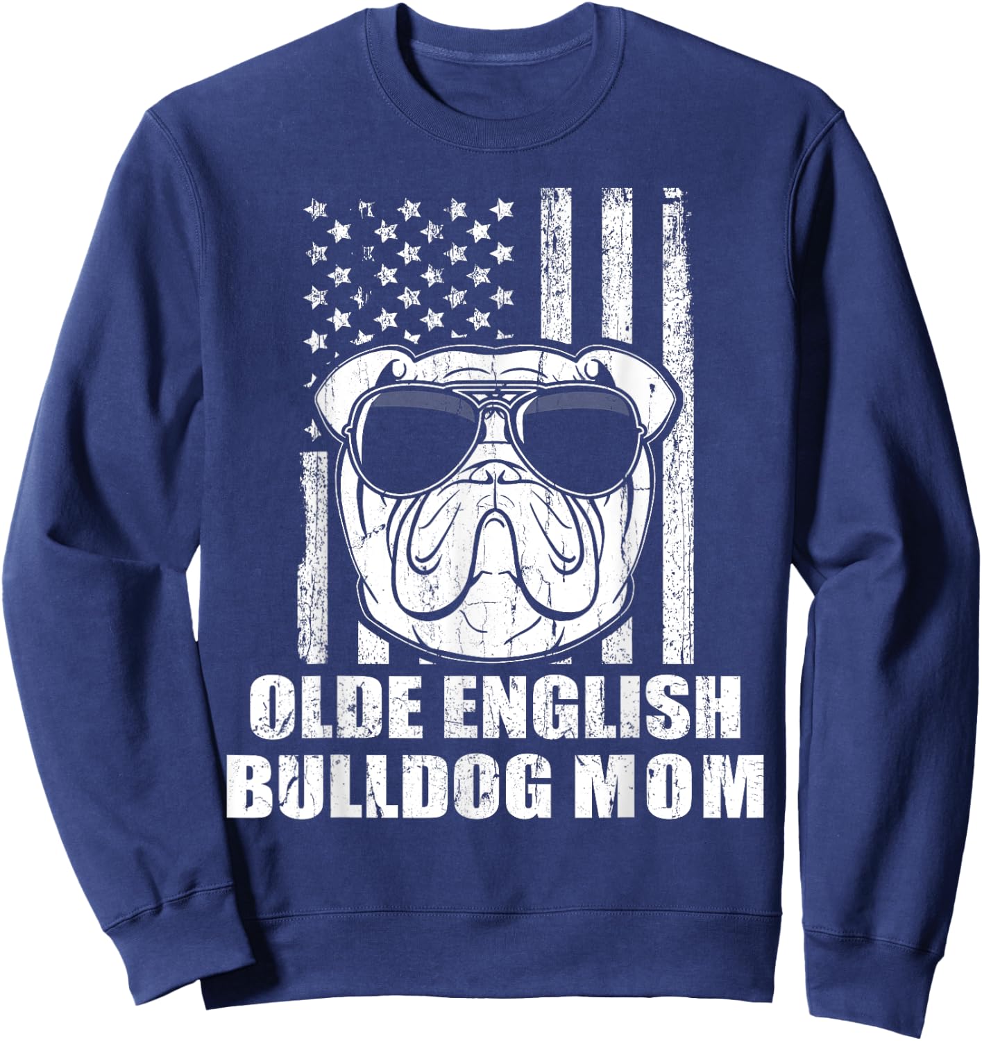 Olde English Bulldog Mom Cool Vintage Retro Proud American Women Girls Kids Sweatshirt - Sweatshirt | Navy