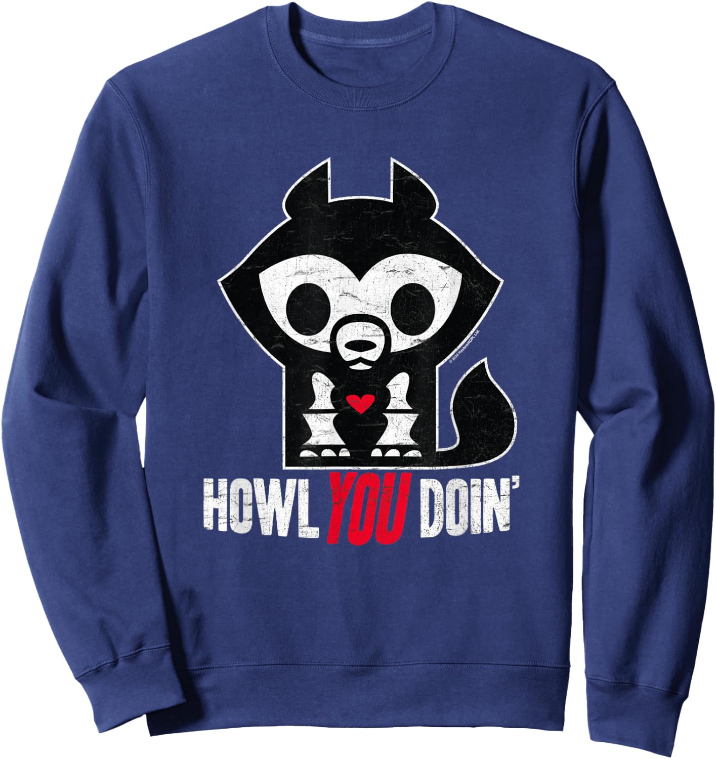 Skelanimals Jae Wolf Vintage Faded Howl You Doin' Logo Sweatshirt - Sweatshirt | Navy