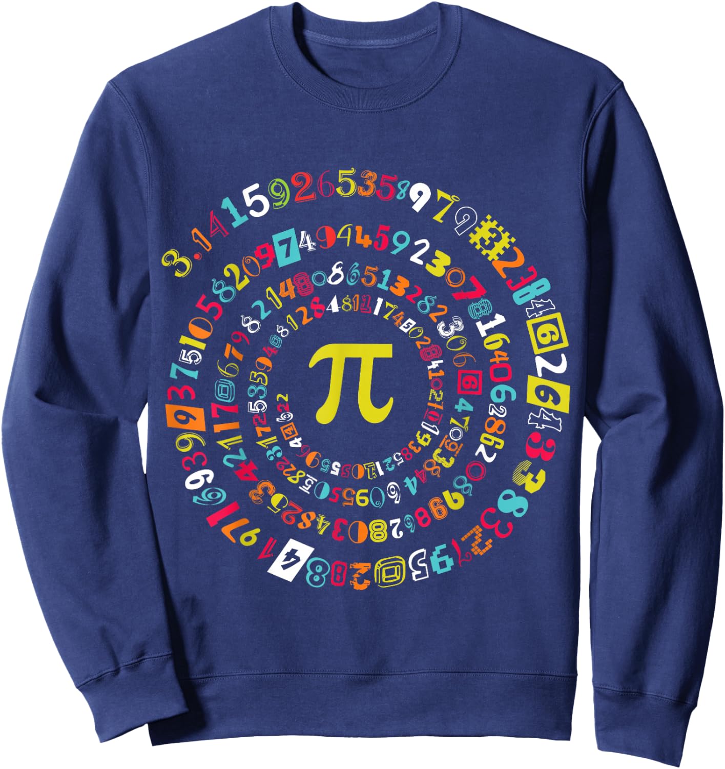 Funny Pi Day Spiral Pi Math Sweatshirt - Sweatshirt | Navy