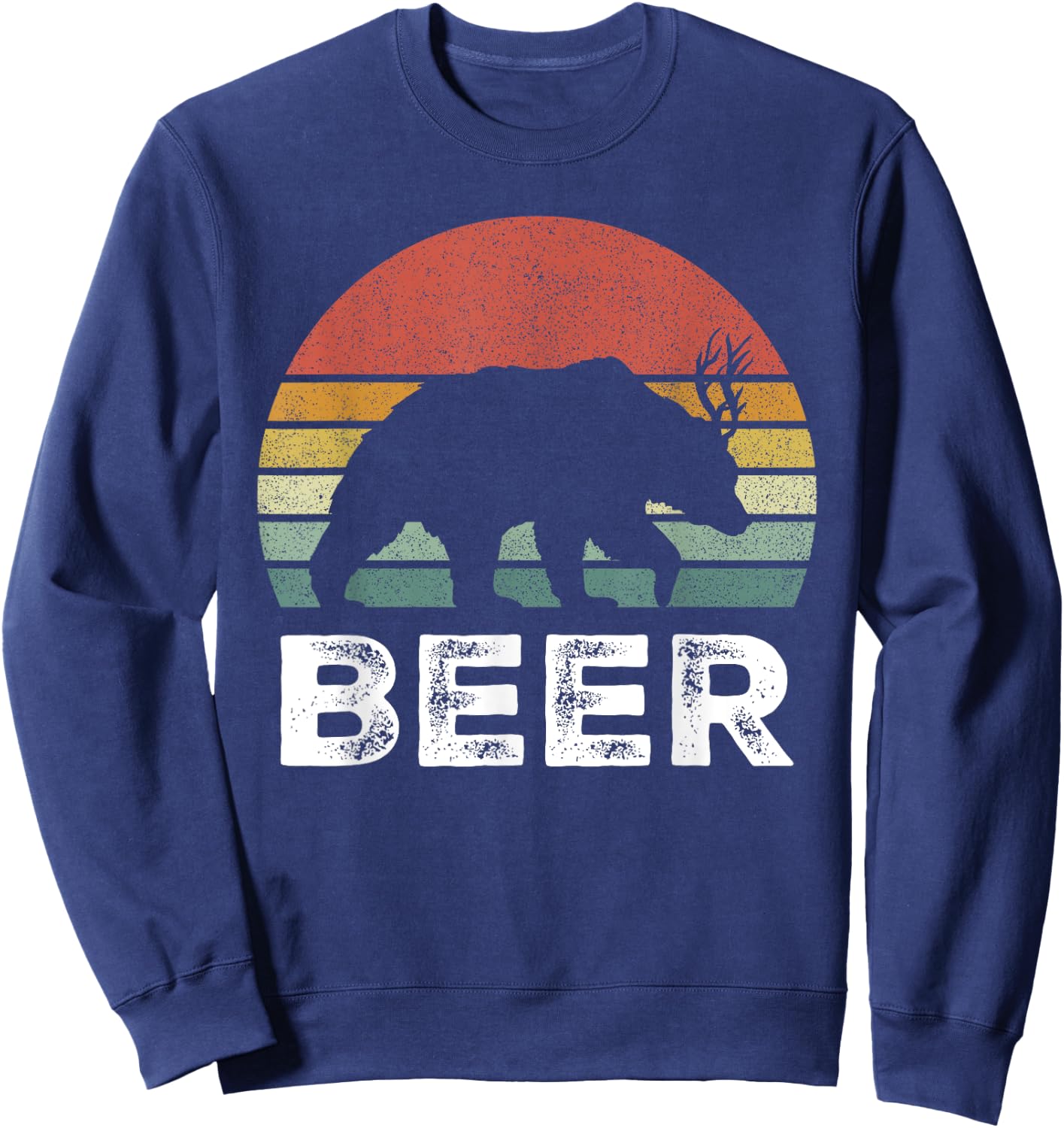 Retro Bear Deer Shirt Animal Lover Gifts Funny Beer Vintage Sweatshirt - Sweatshirt | Navy