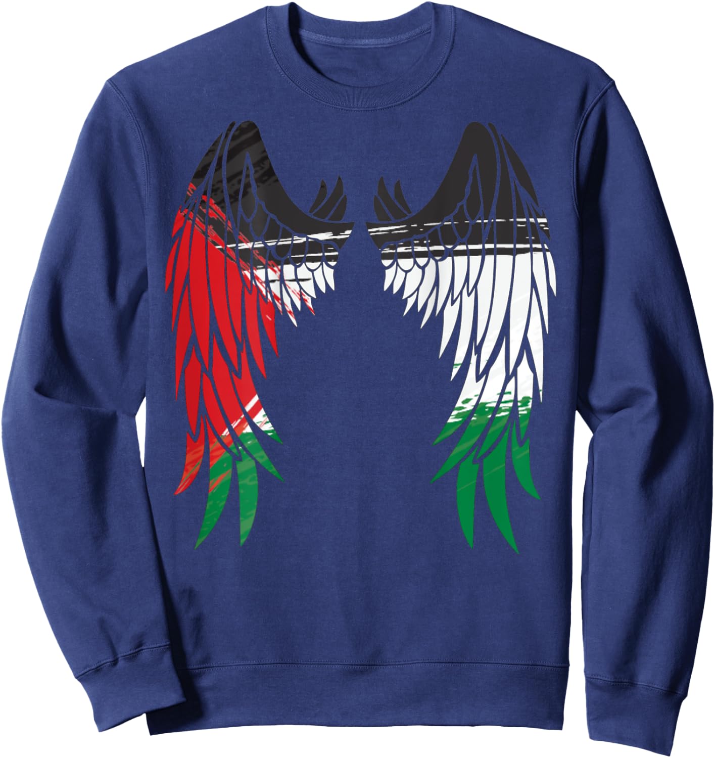 Palestine Flag Dad On Back Side Palestinian Angel Kids Wings Sweatshirt - Sweatshirt | Navy