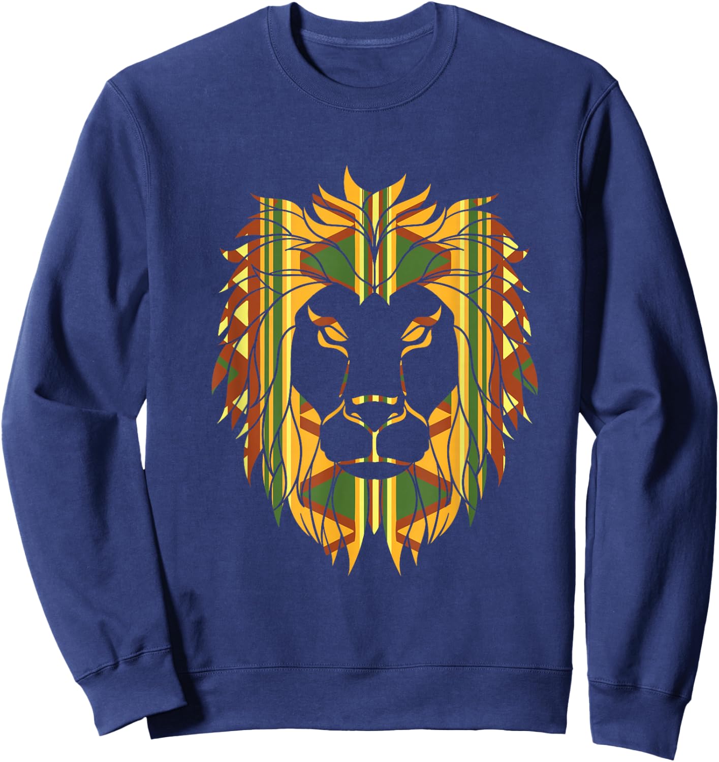 Melanin King Kente Lion African Sweatshirt - Sweatshirt | Navy