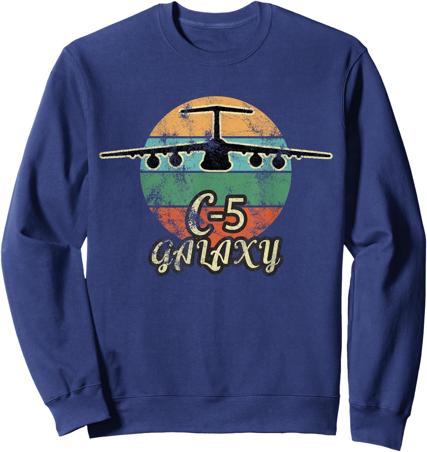 C-5 Galaxy Vintage Sunset Airlift Cargo Airplane Sweatshirt - Sweatshirt | Navy