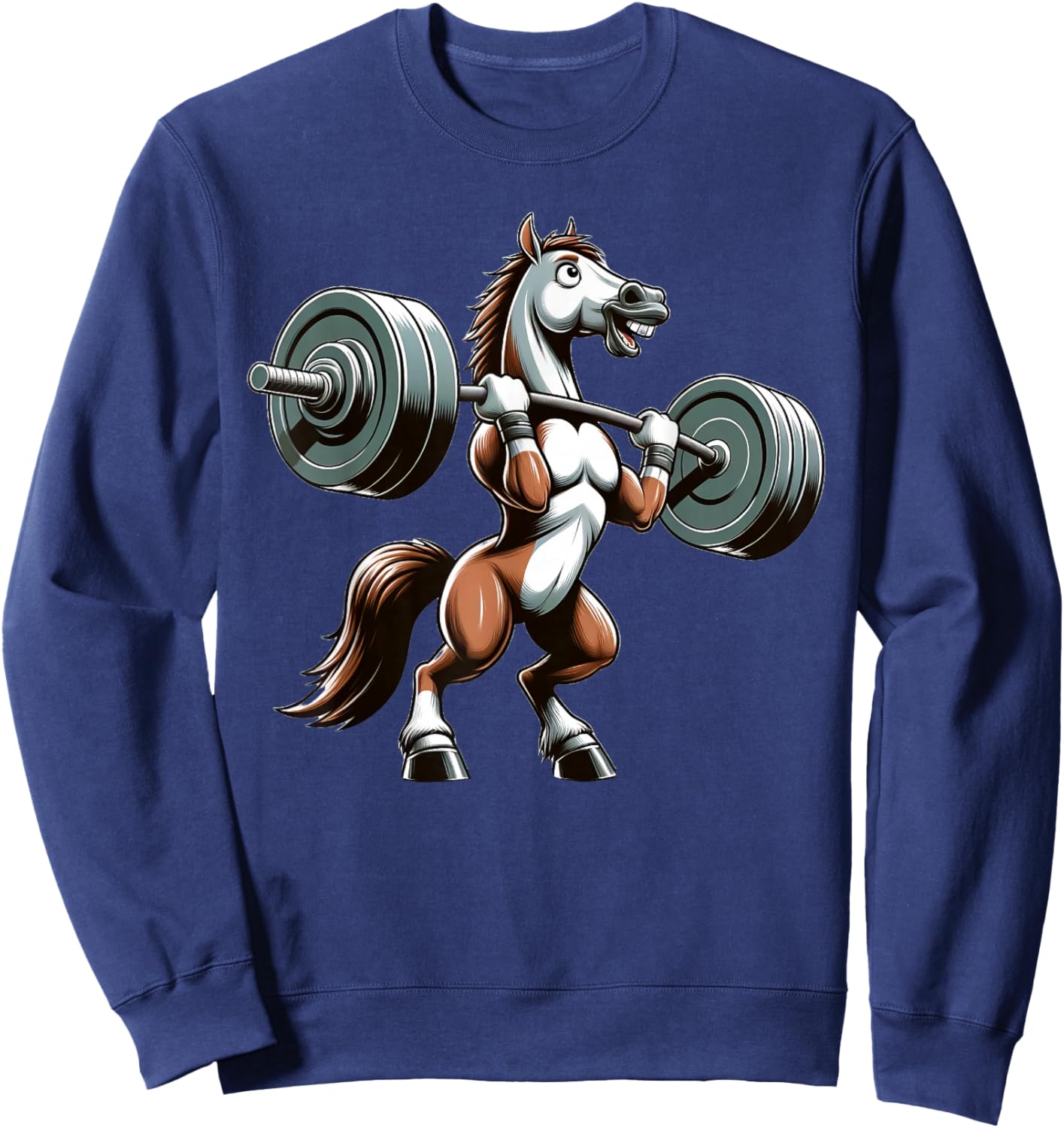 Horse Powerlifting Weightlifting Gym Workout Sweatshirt - Sweatshirt | Navy