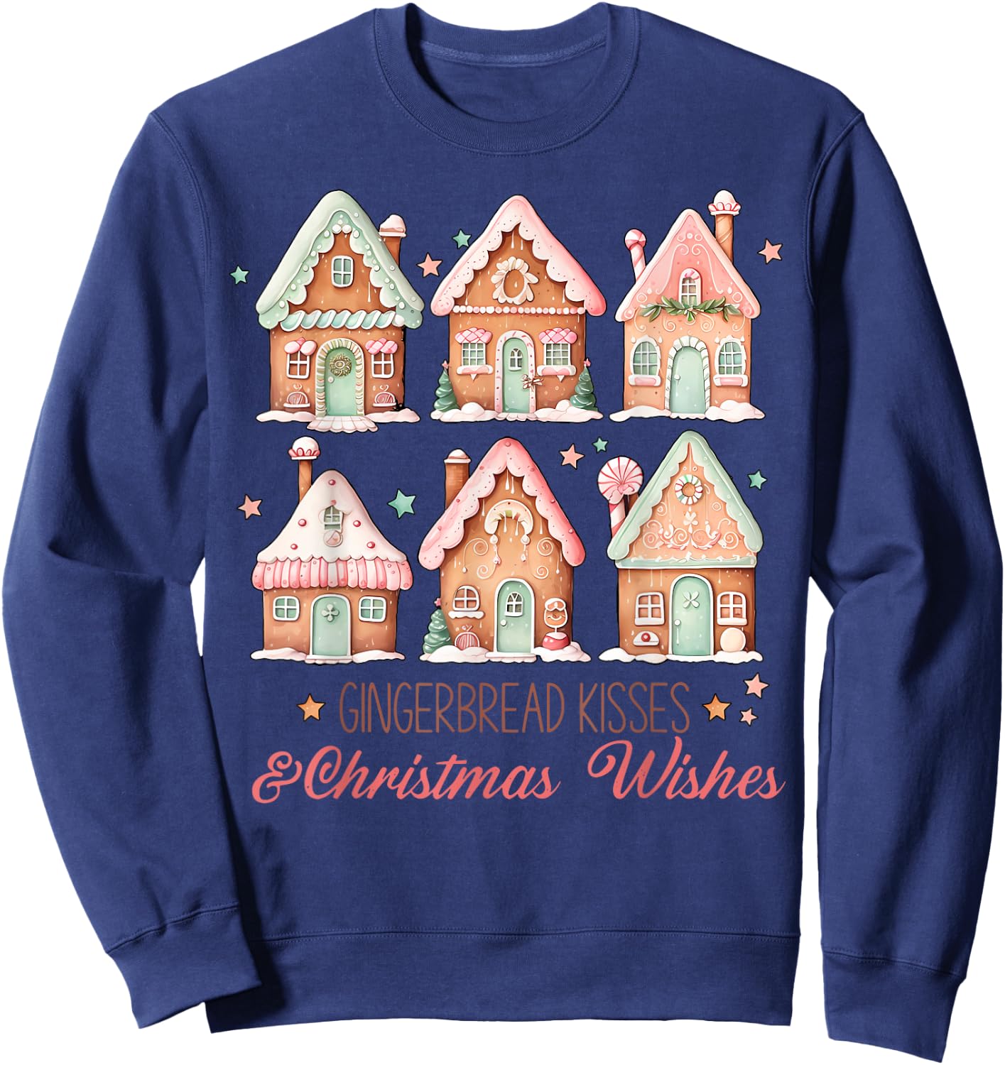 Gingerbread Kisses and Christmas Wishes Matching Family Sweatshirt - Sweatshirt | Navy
