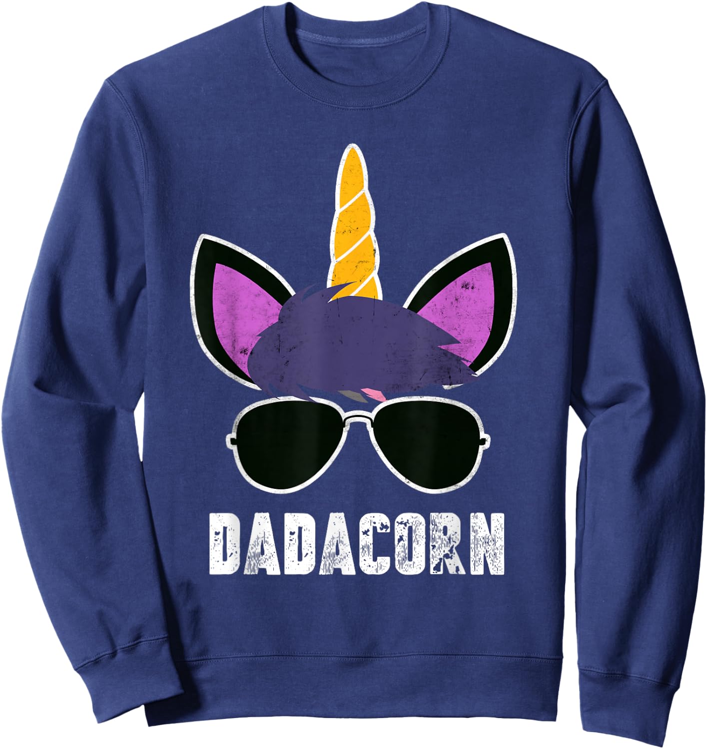 Dadacorn Unicorn Dad Father's Day Unicorn Daddy Sweatshirt - Sweatshirt | Navy